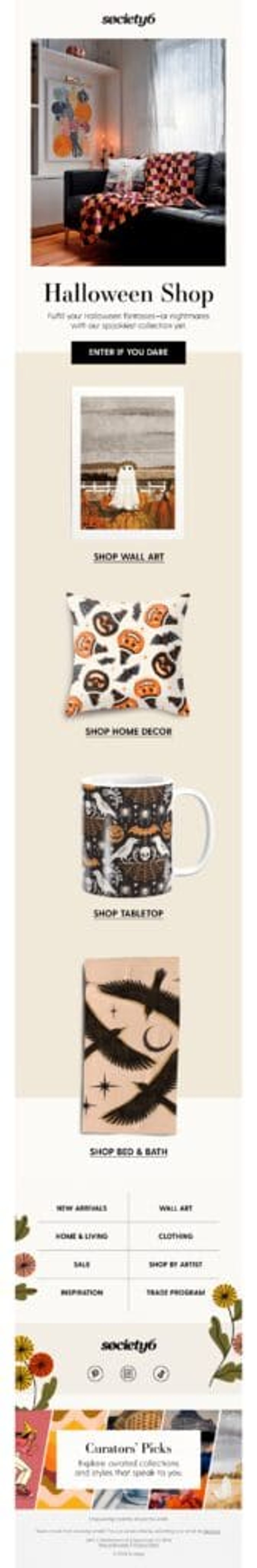 Society6 email marketing campaign