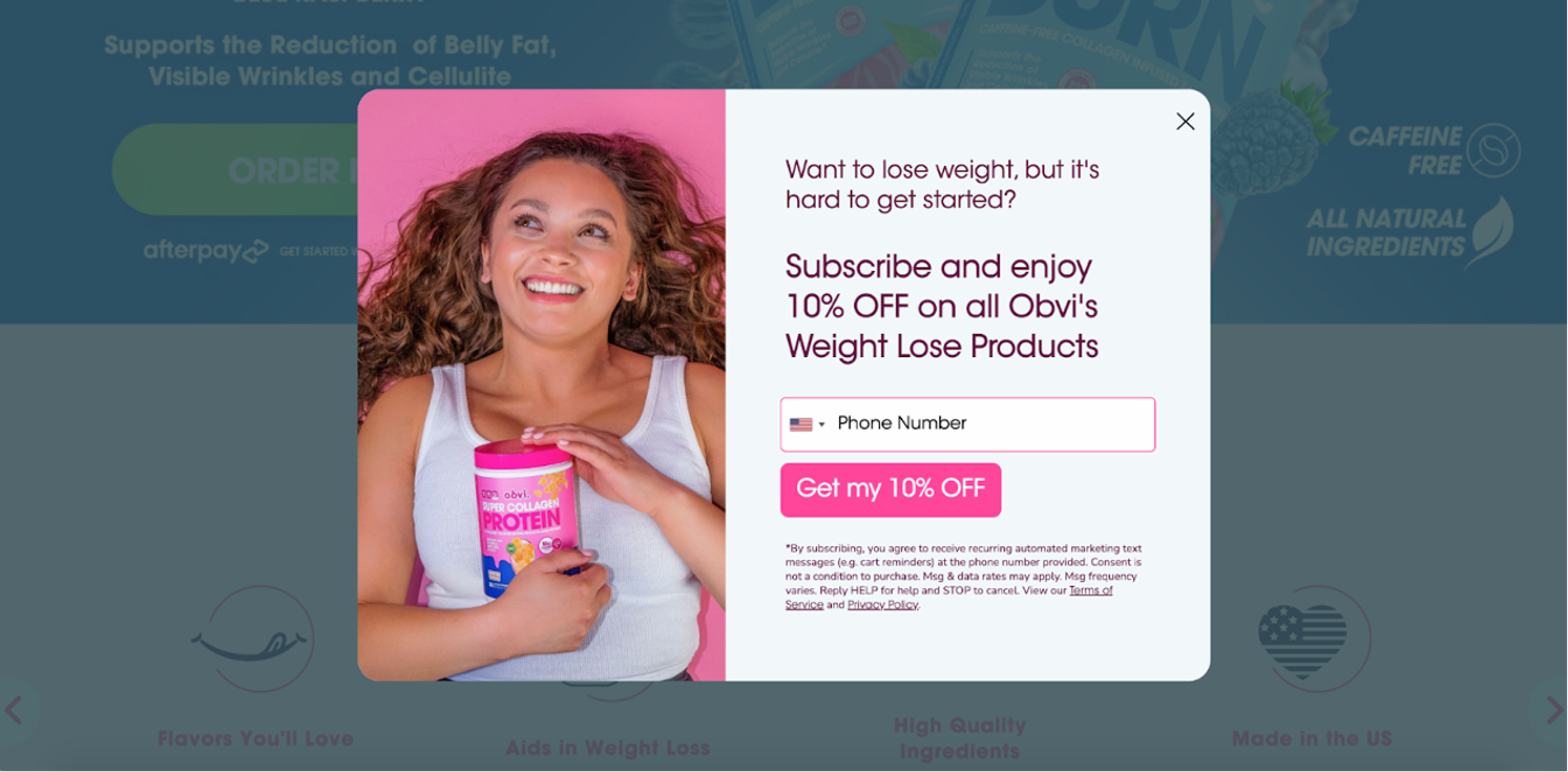 Obvi lead generation popup example