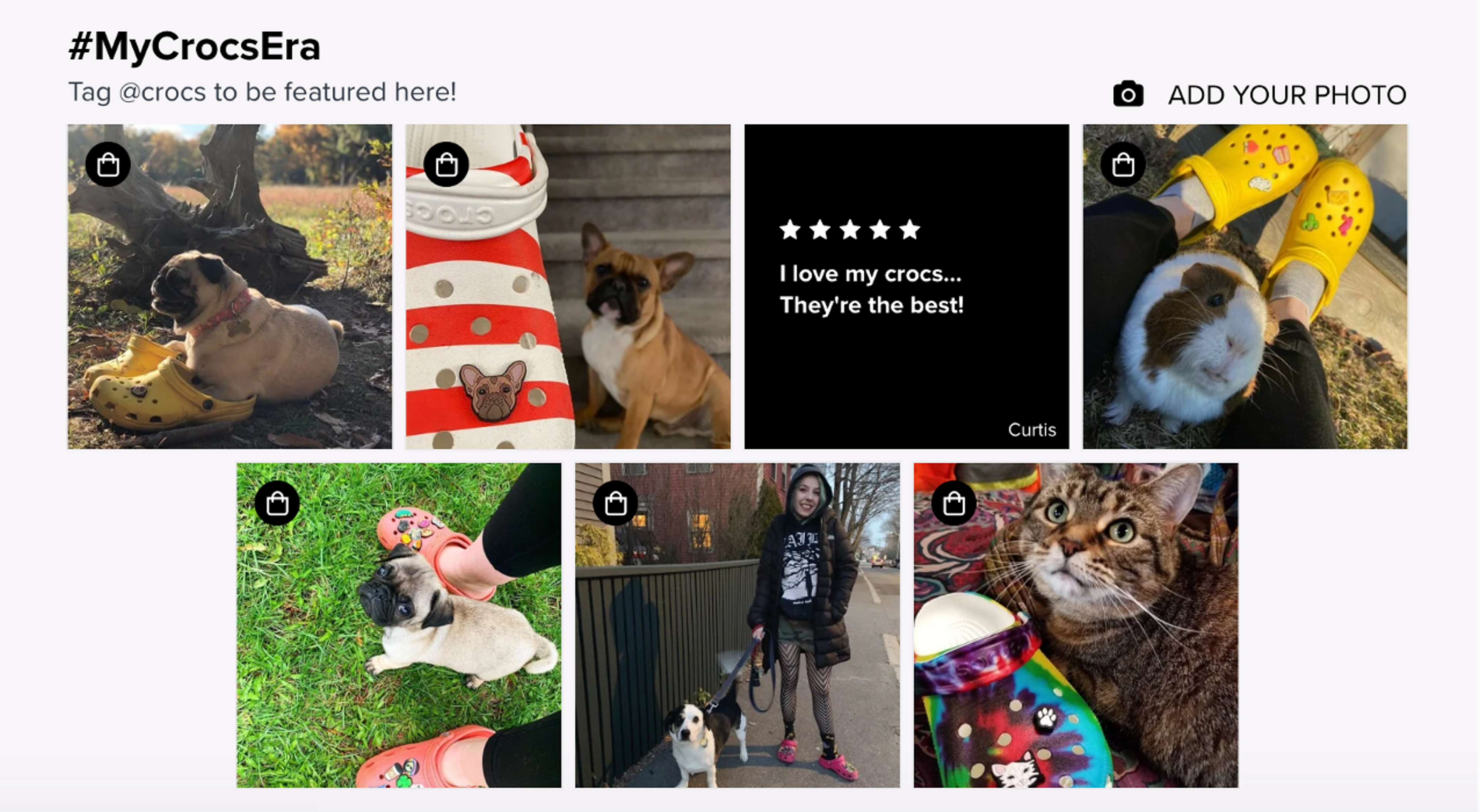 Crocs user-generated content on website