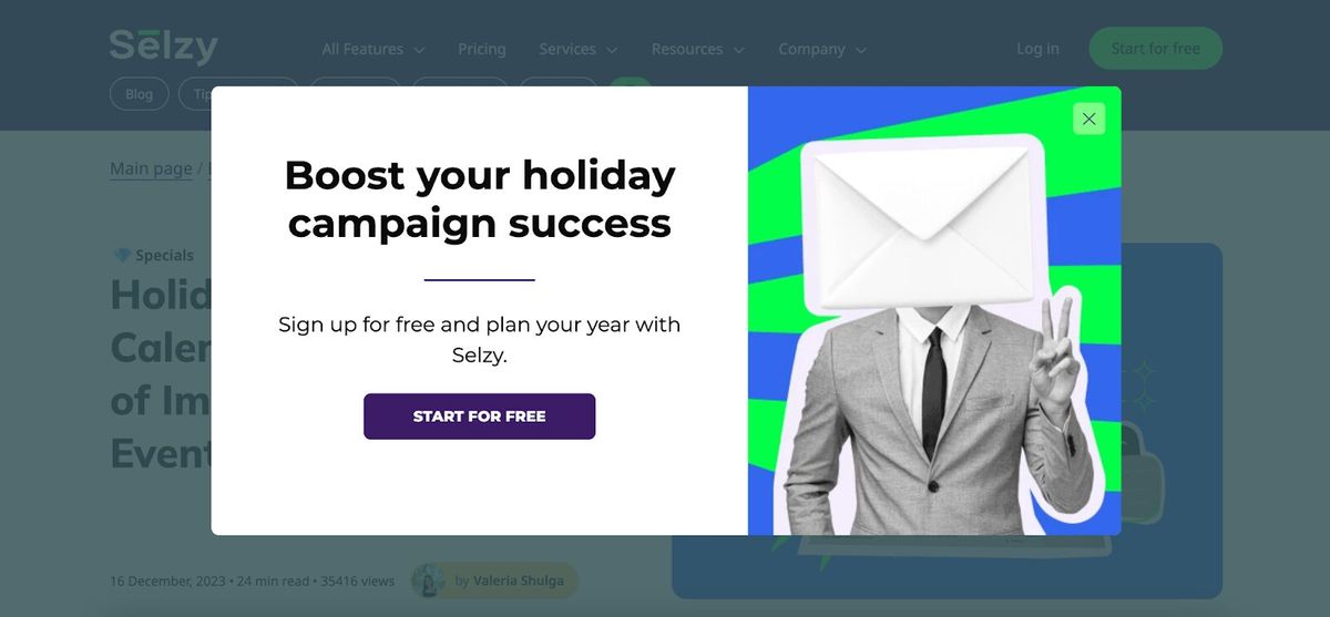 Holiday email marketing calendar