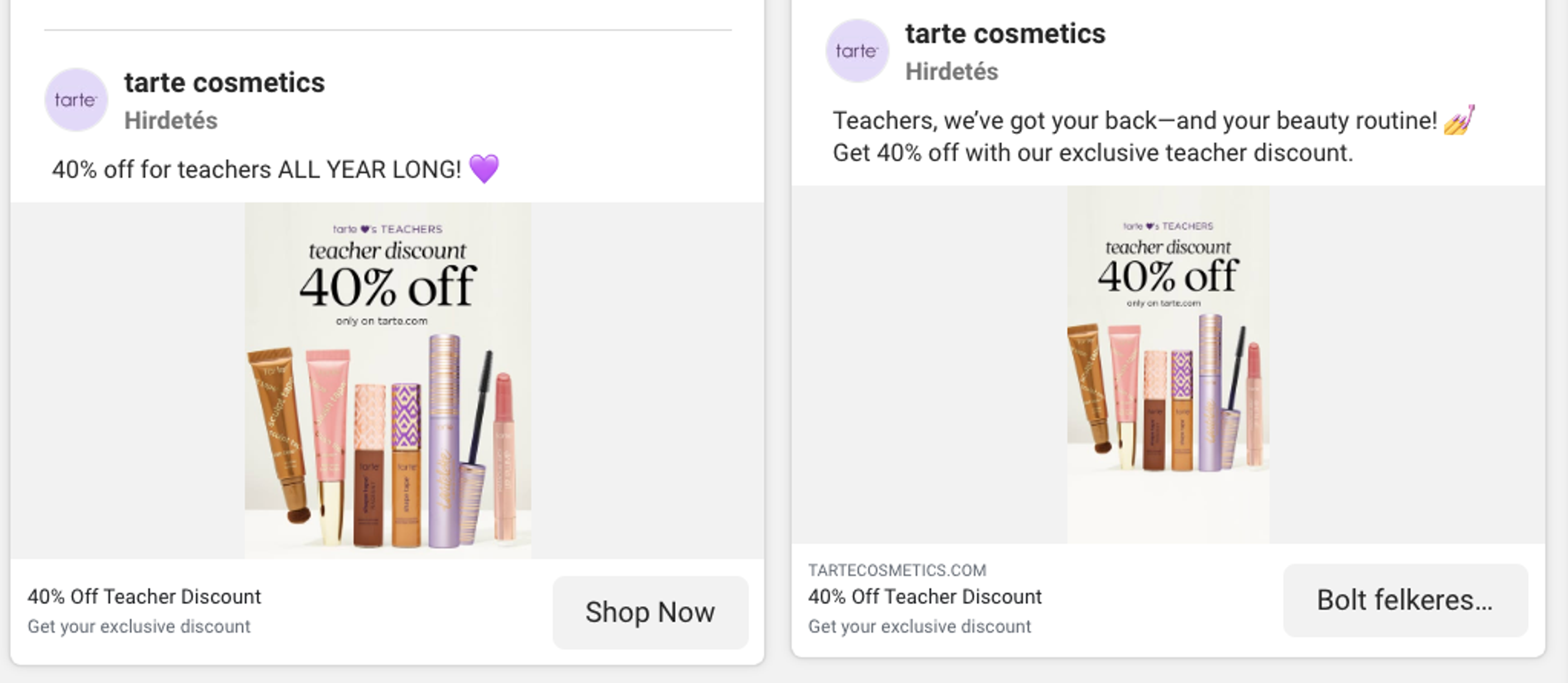 Tarte paid ads