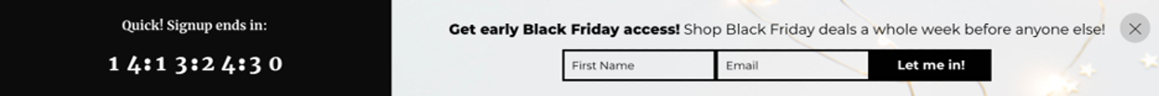 Buckaroobling.com’s promotional sticky bar for black friday shoppers