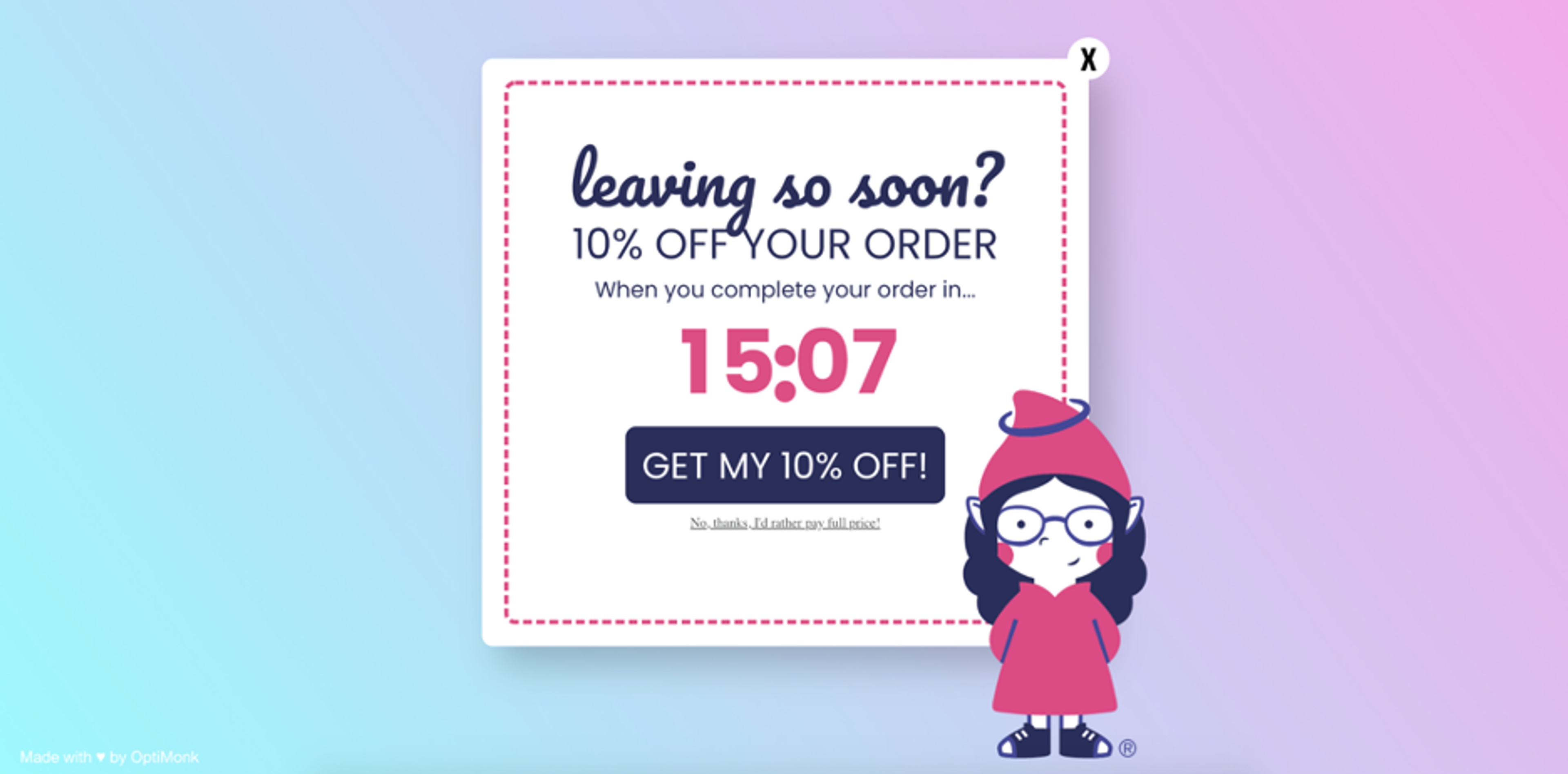 GnomeAngel's uses the sense of urgency to motivate the users to checkout now.