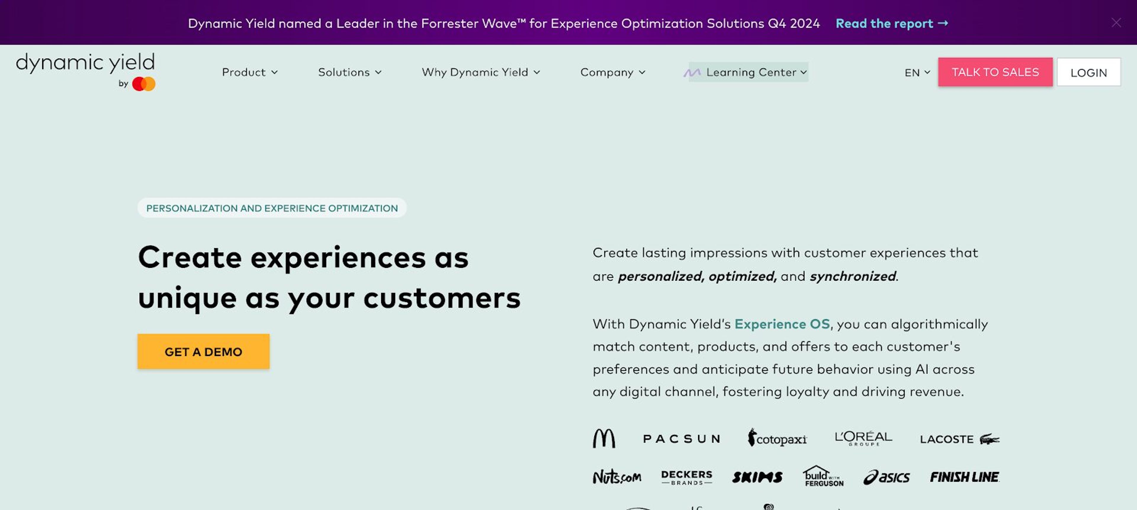 Dynamic Yield AI-driven A/B testing and personalization tool for ecommerce.