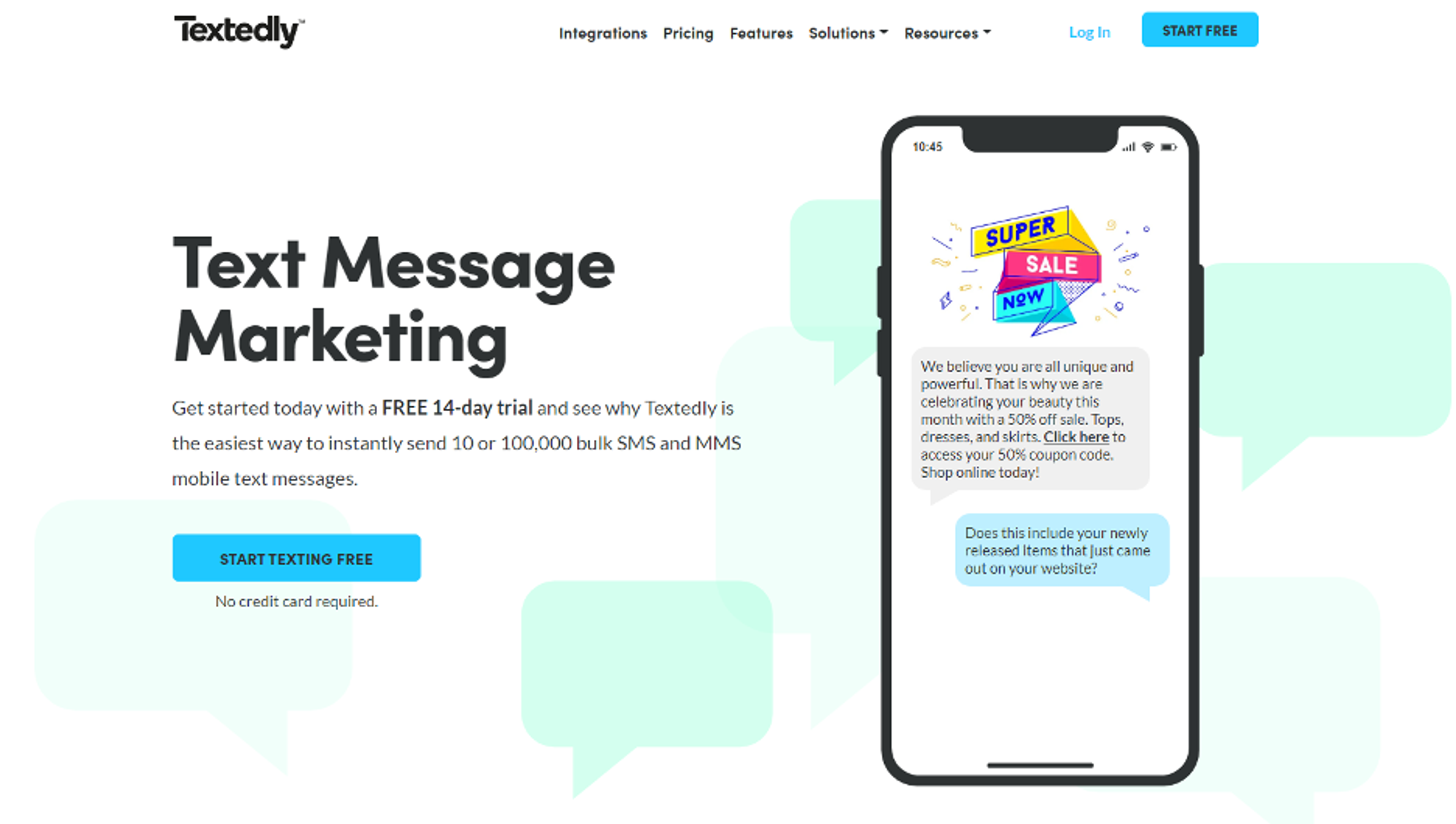 Textedly, text message marketing software