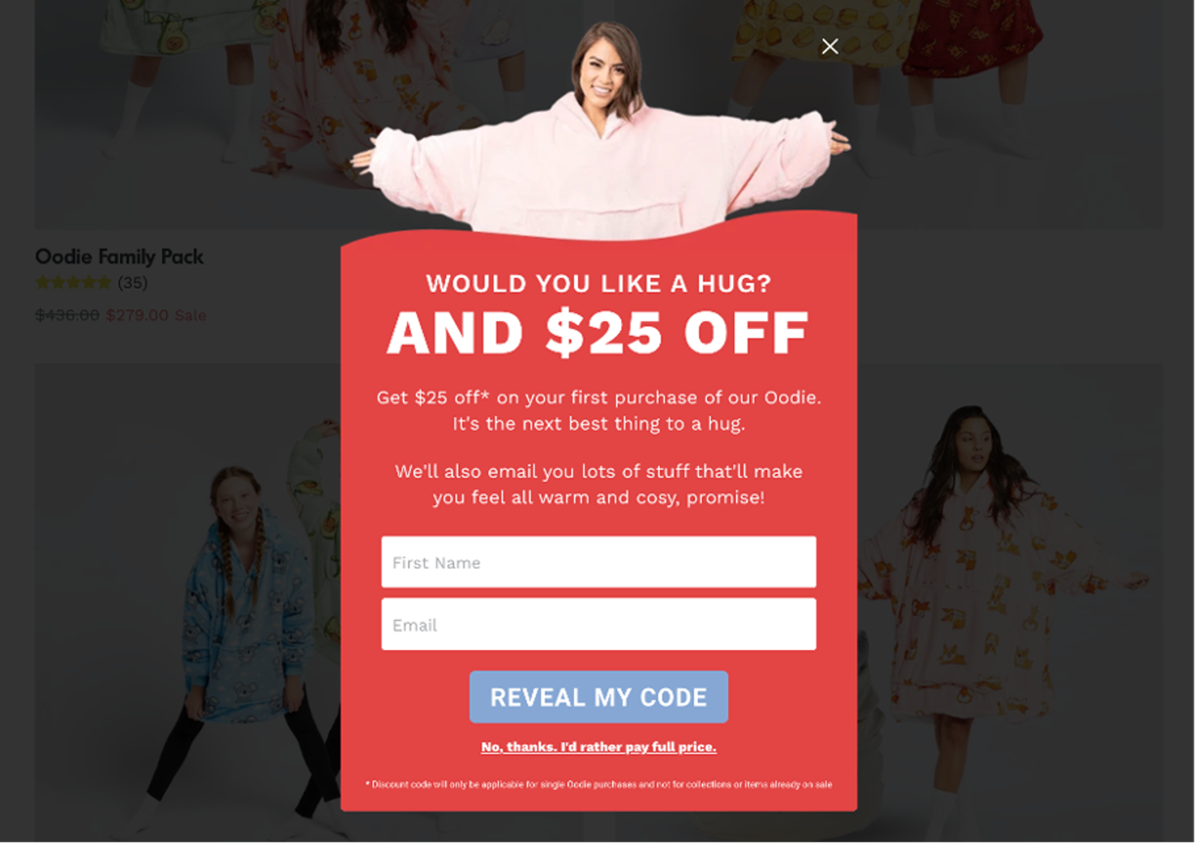 The Oodie pop-up offering $25 off for new customers