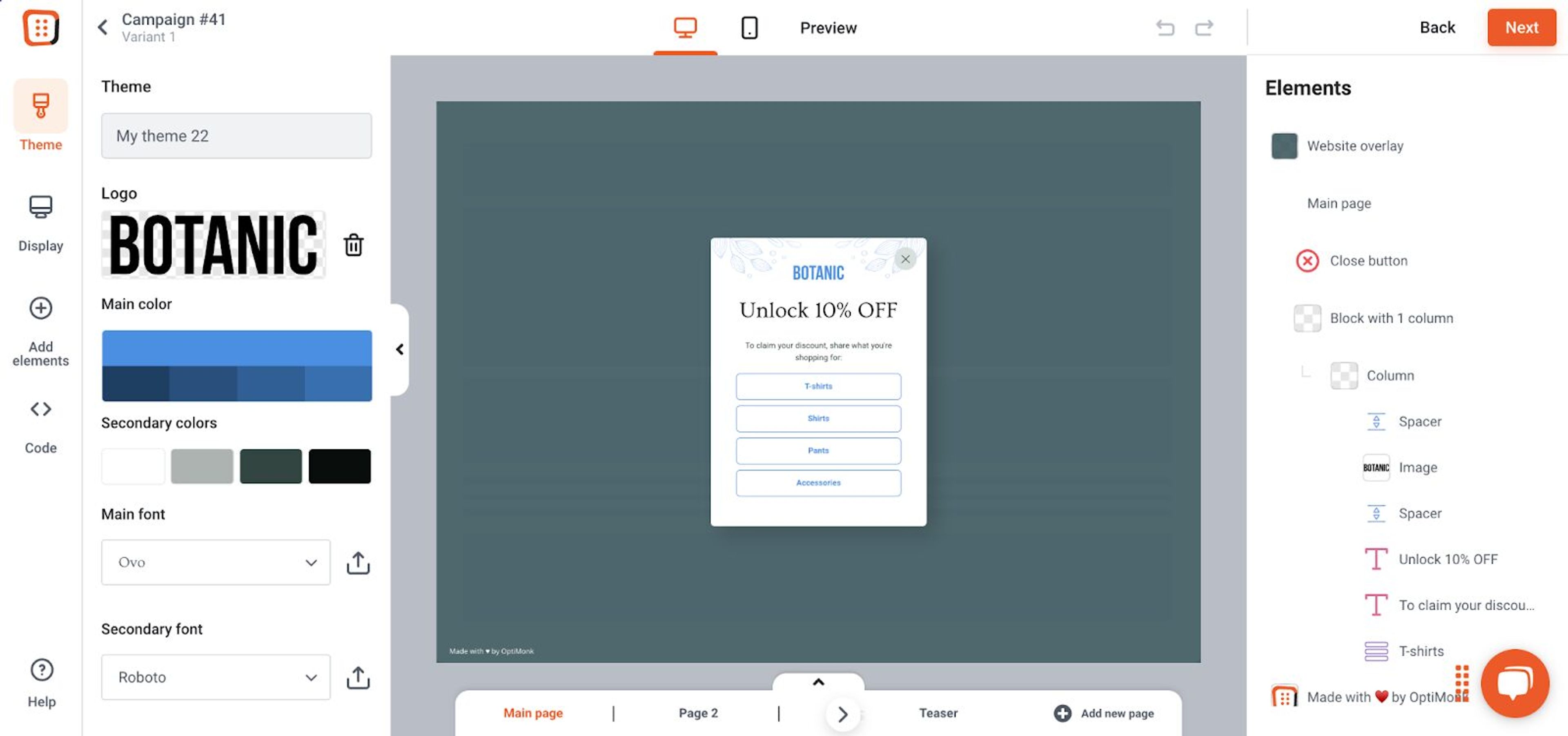 Create forms in OptiMonk's editor