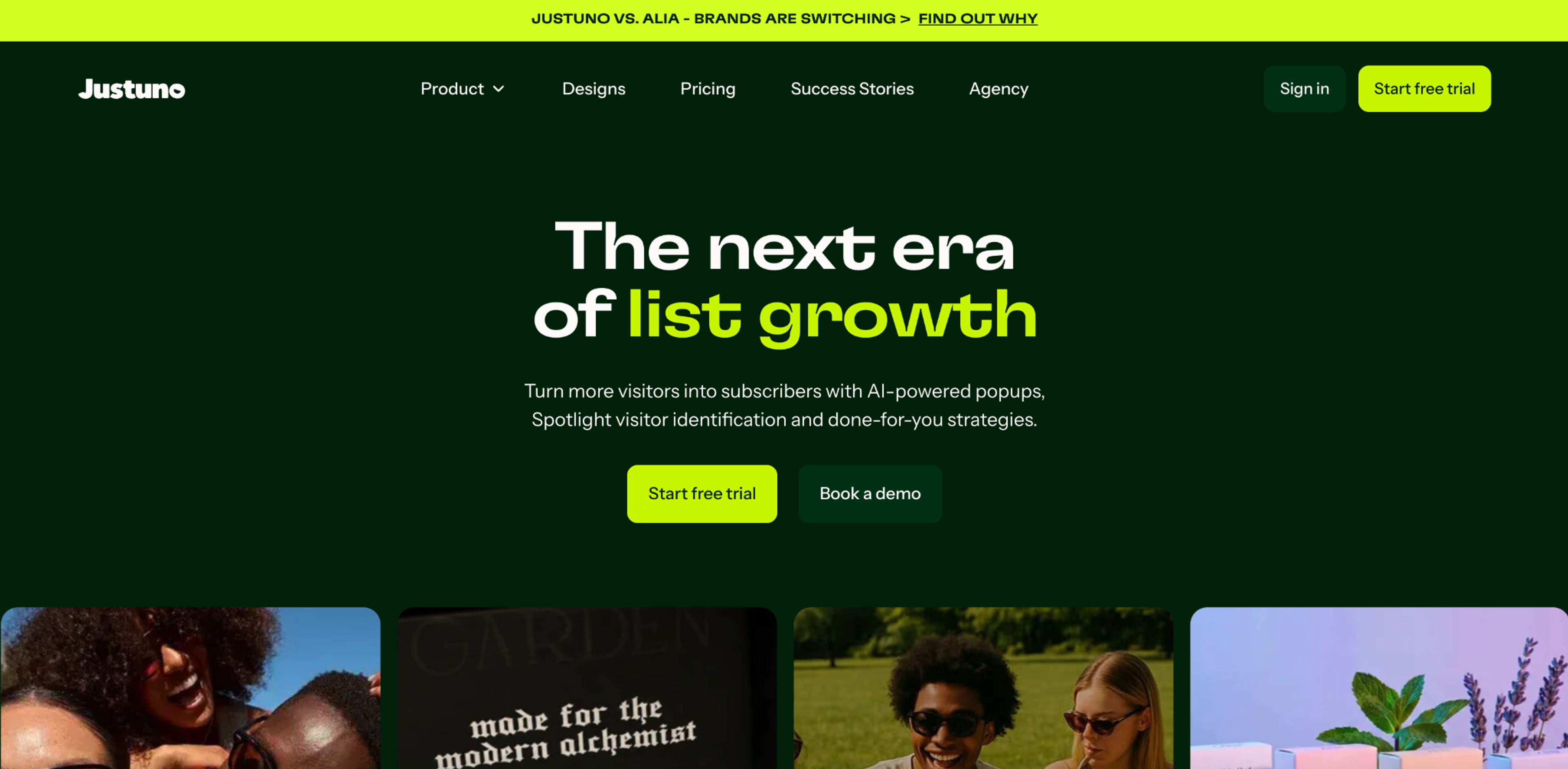 Justuno homepage
