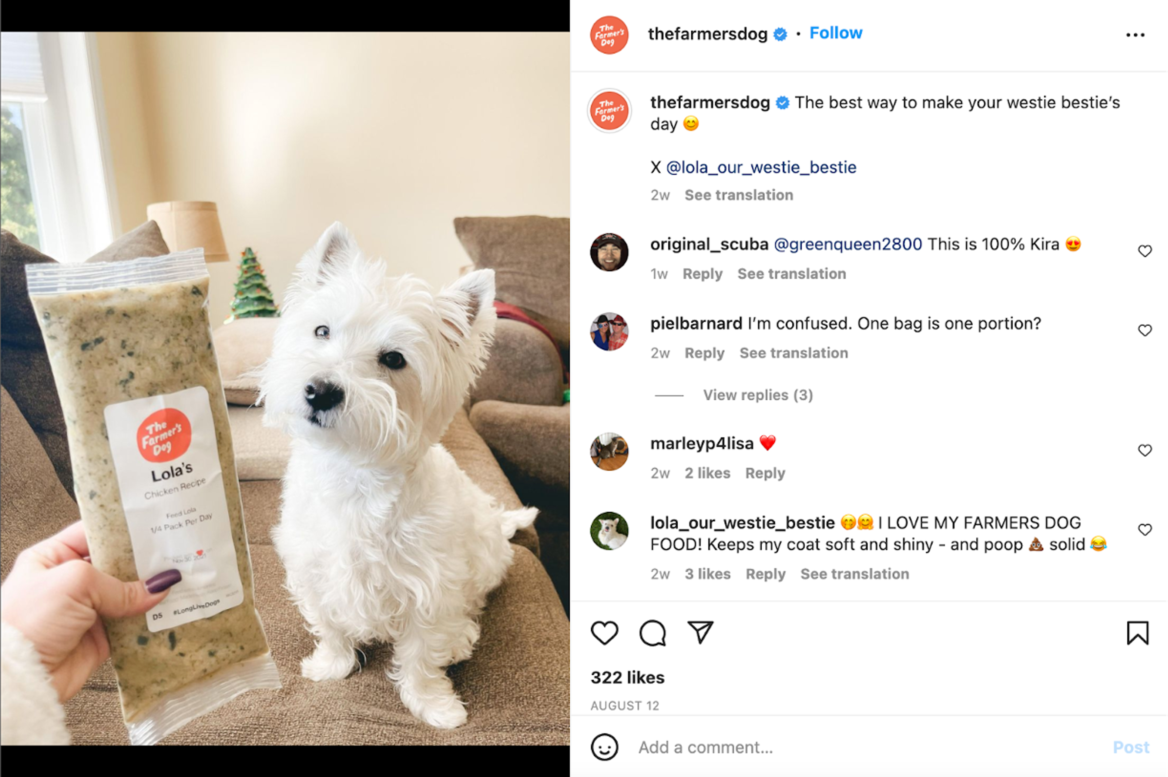 The Farmer’s Dog Instagram posts