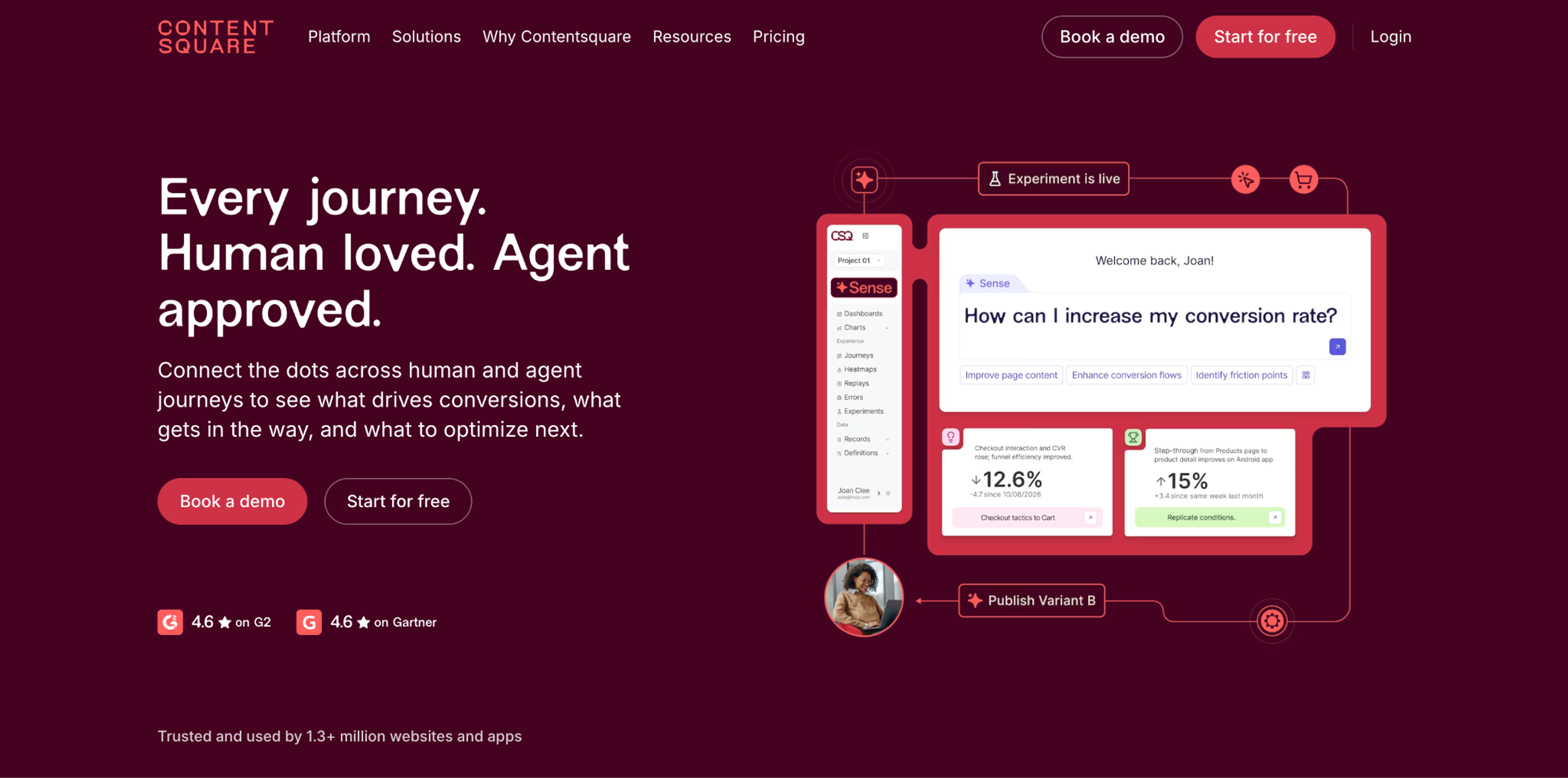 Contentsquare homepage, the platform Hotjar is now part of