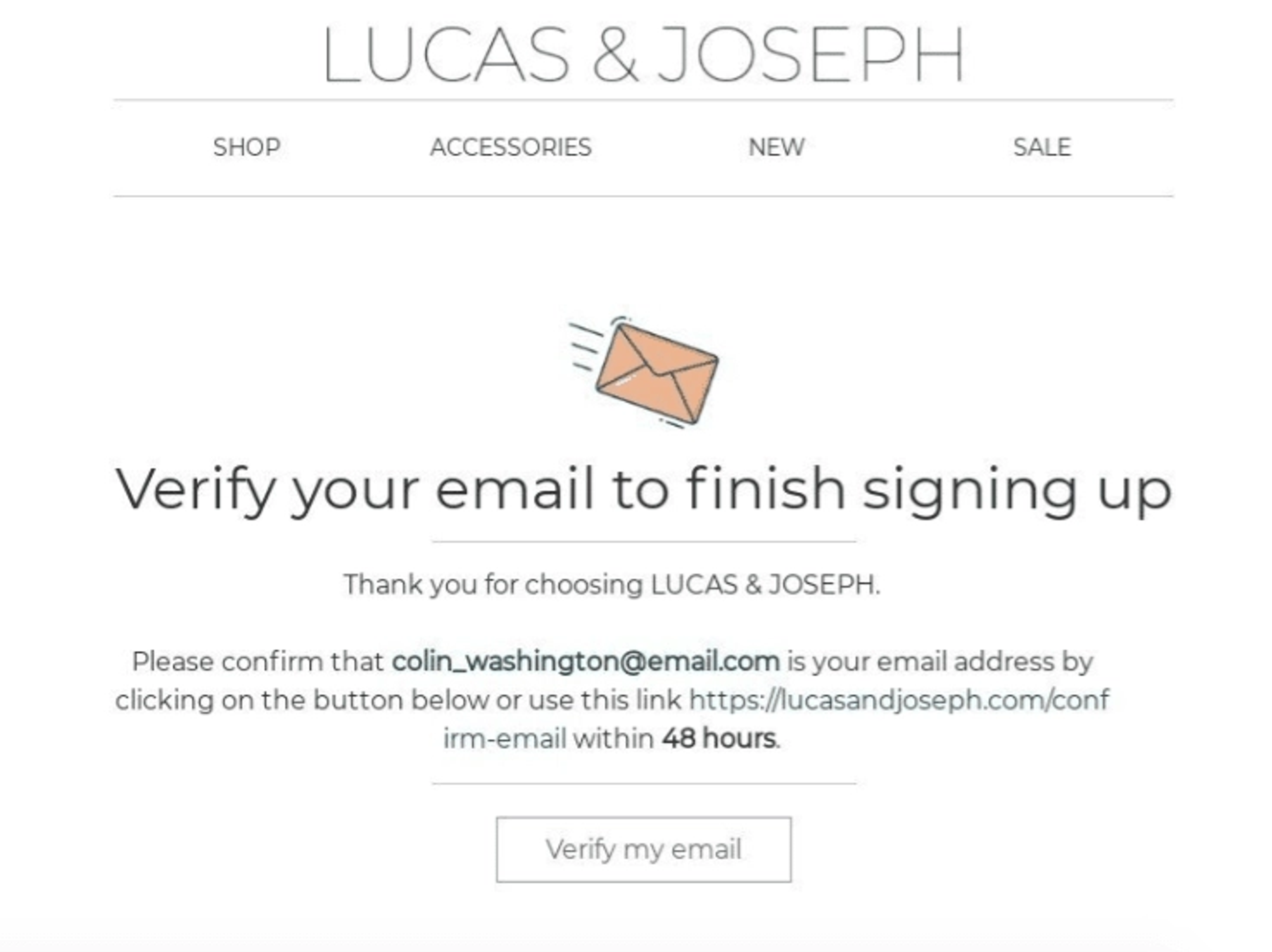 Lucas and Joseph double opt in confirmation email