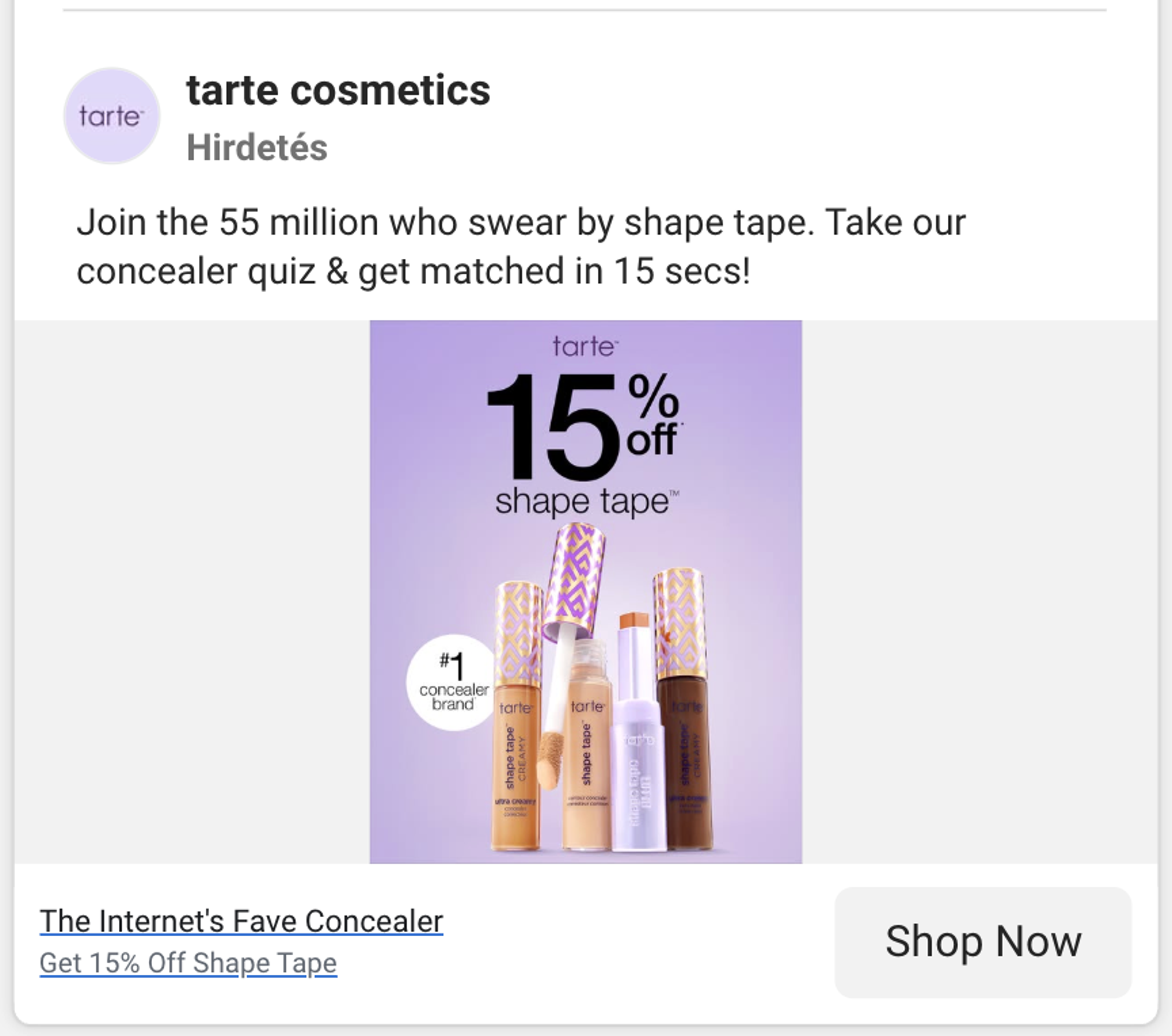 Tarte: Meta Ad