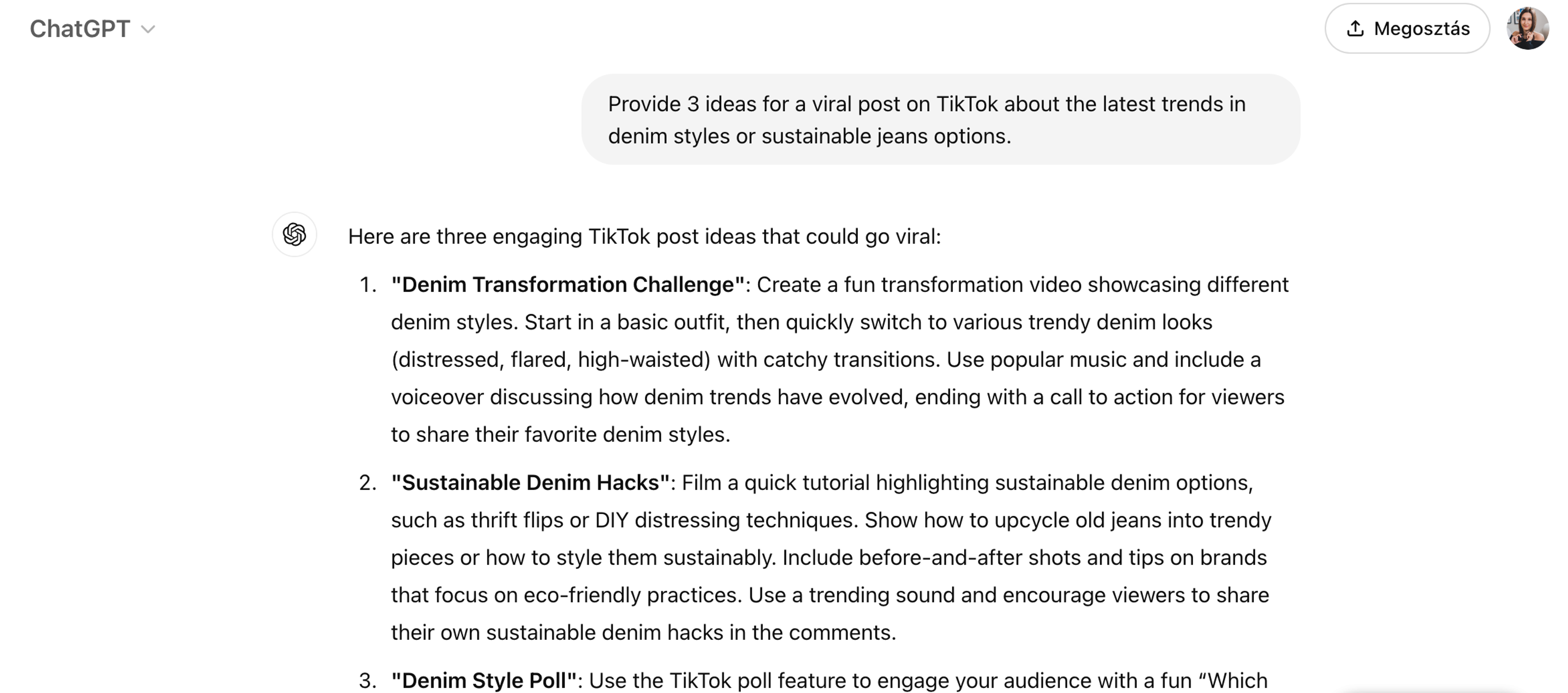 ChatGPT marketing prompt example