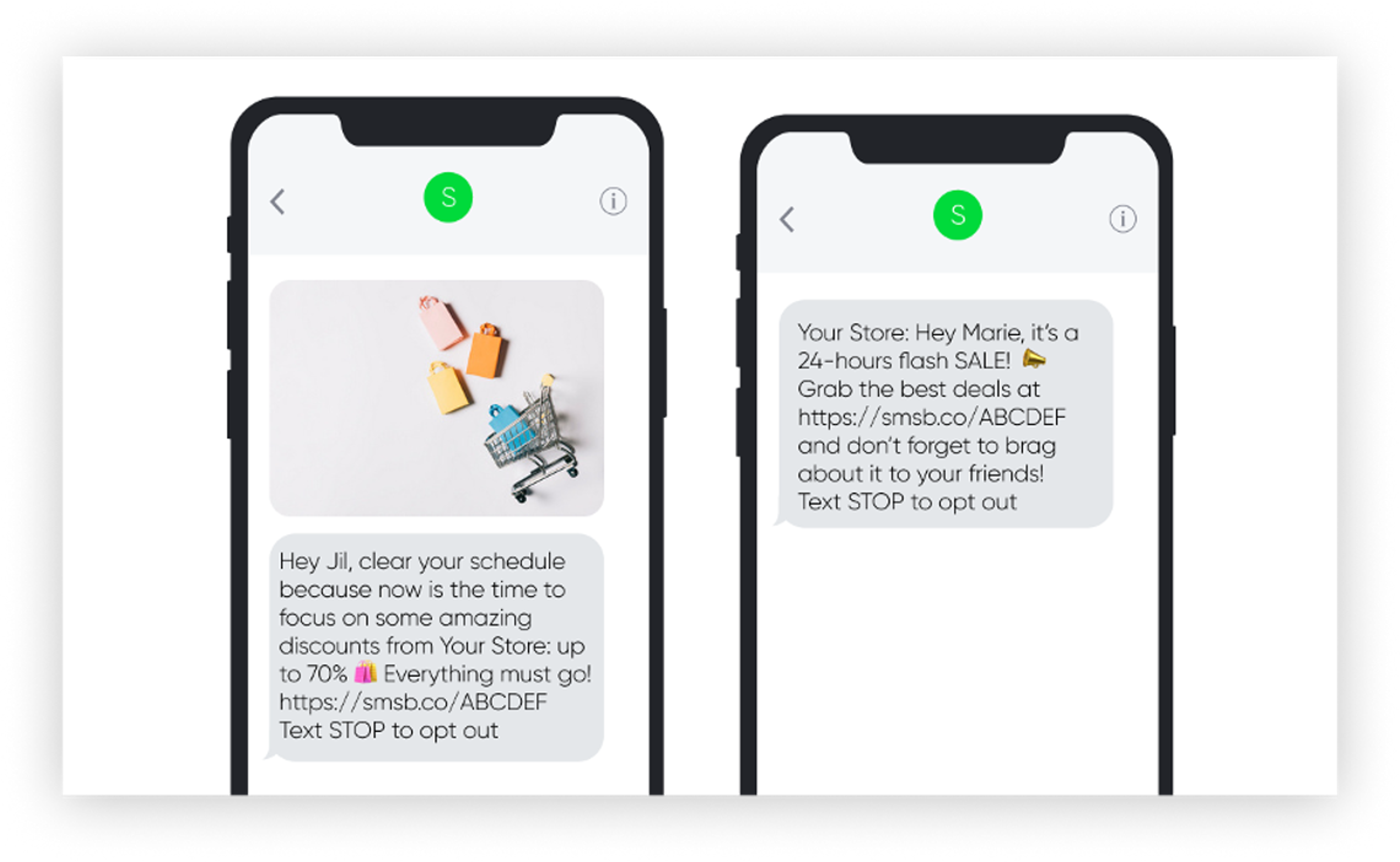 Text message marketing example