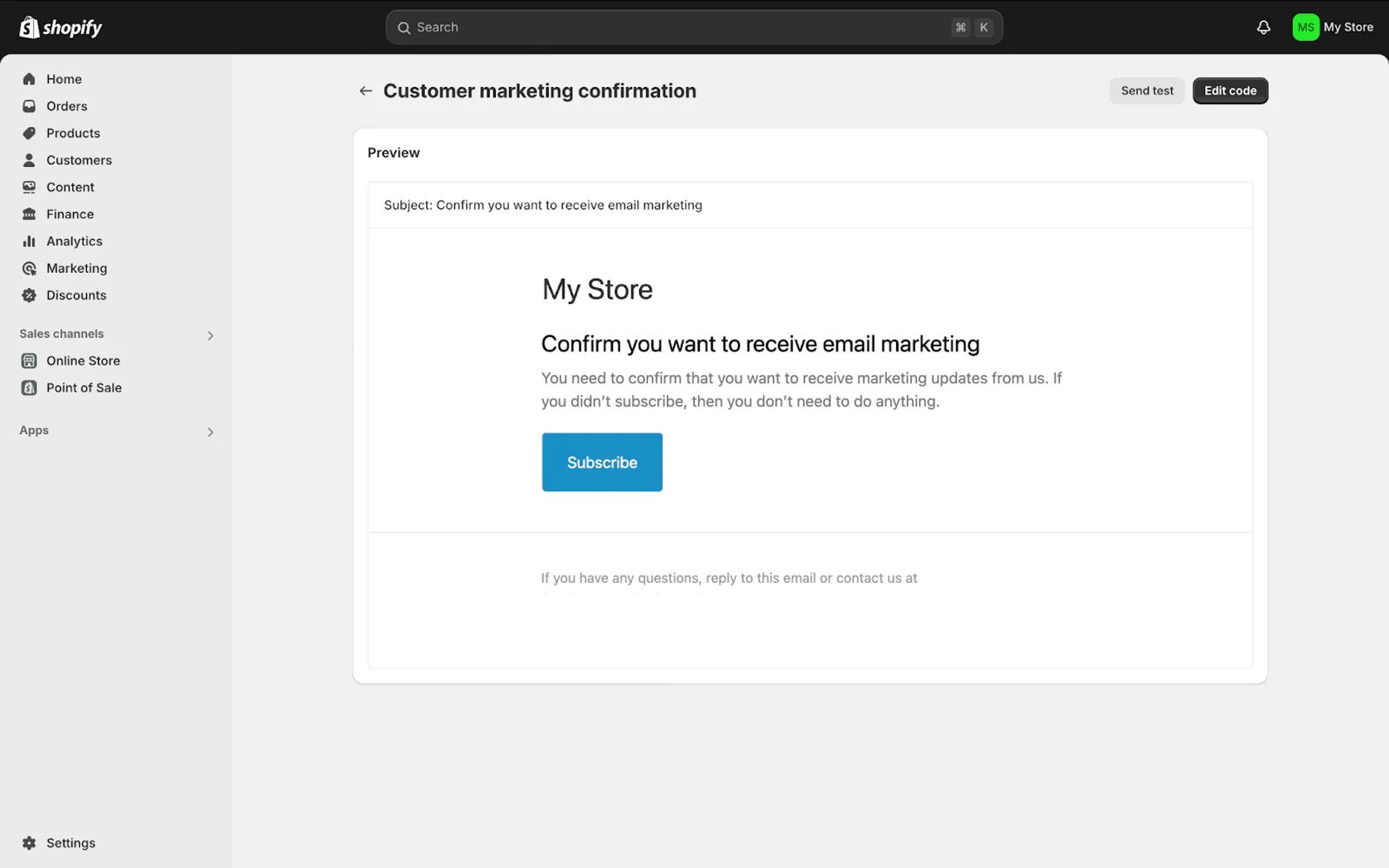 Create a double opt in email in Shopify.