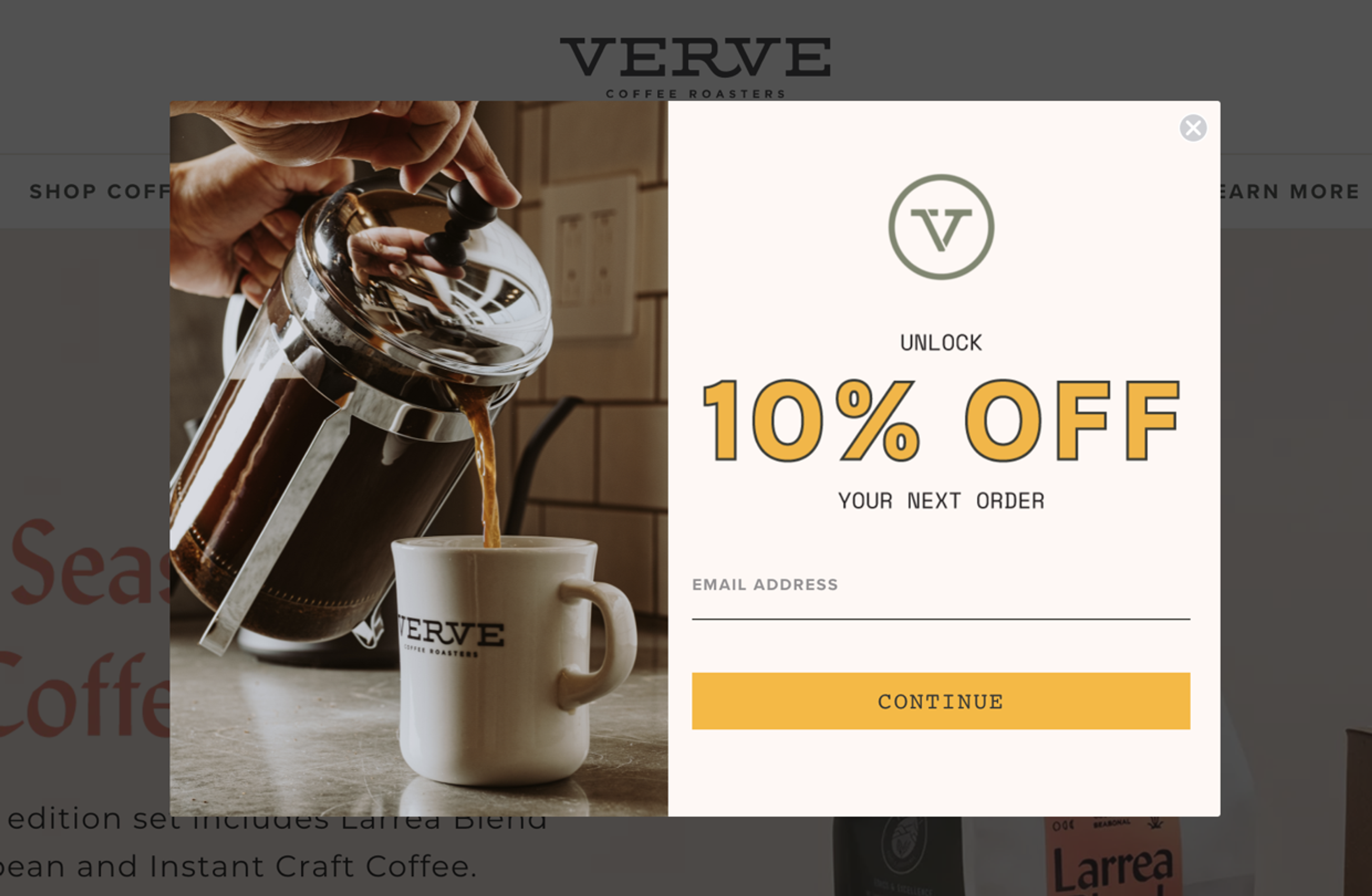 Shopify newsletter popup example