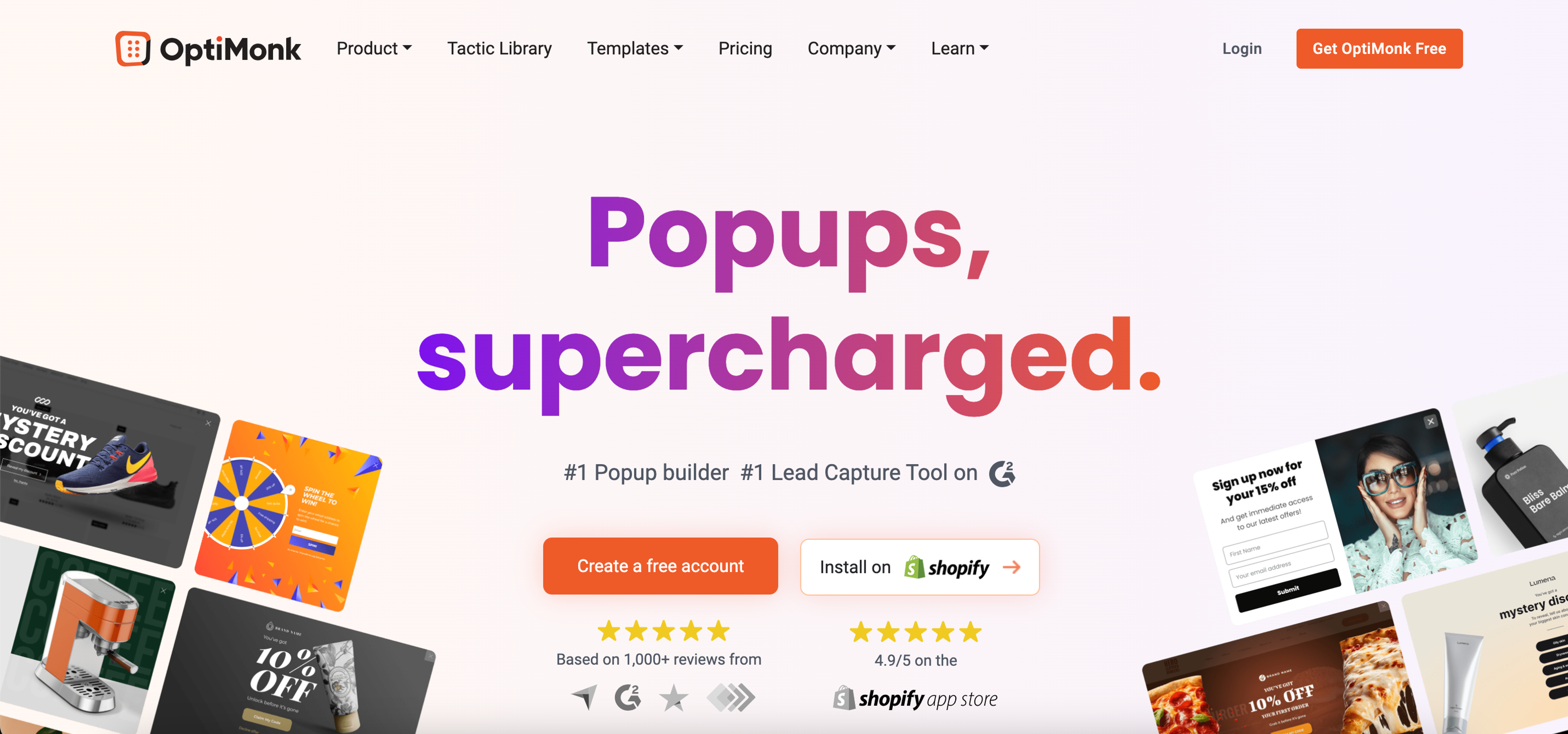 OptiMonk pop-up tool