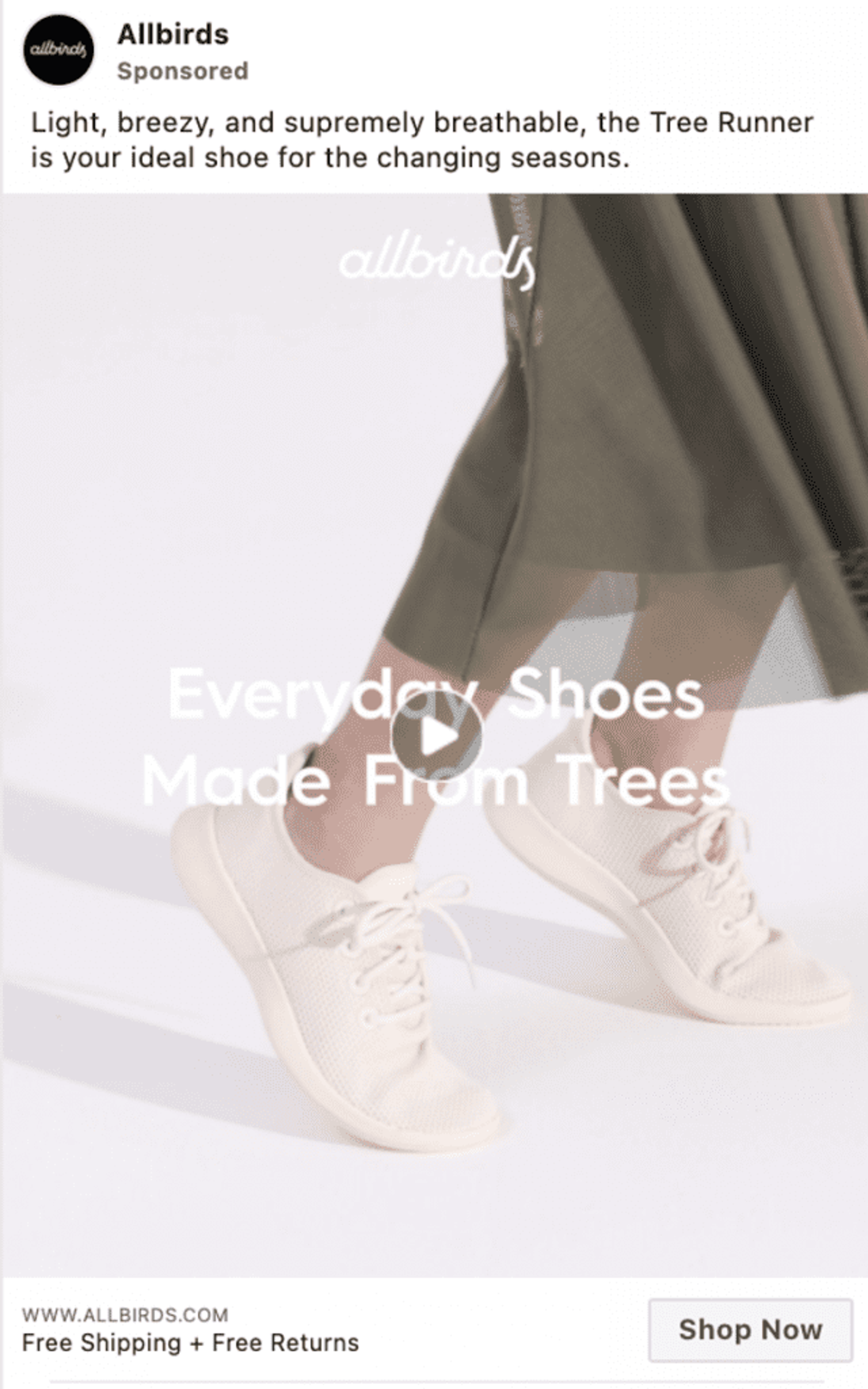 Allbirds Facebook ad