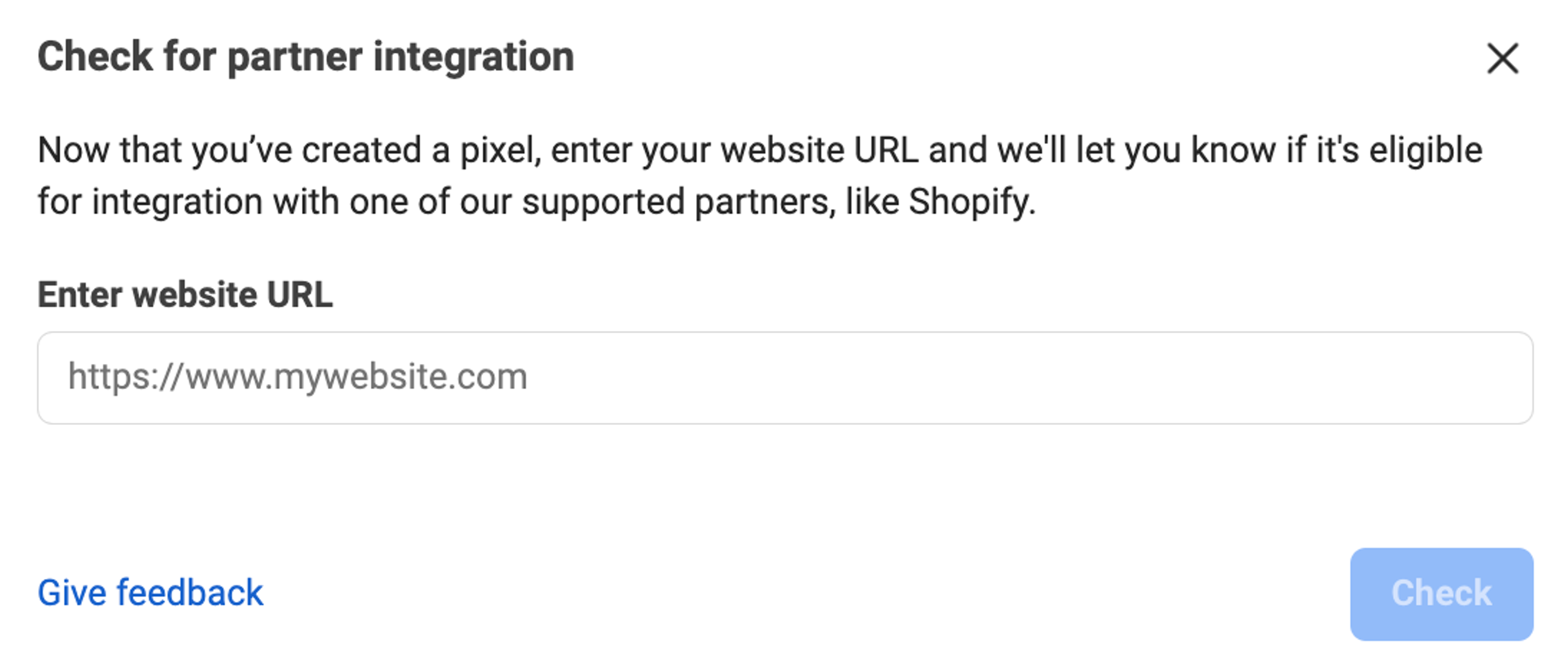 Enter your Shopify store's account URL to connect account.