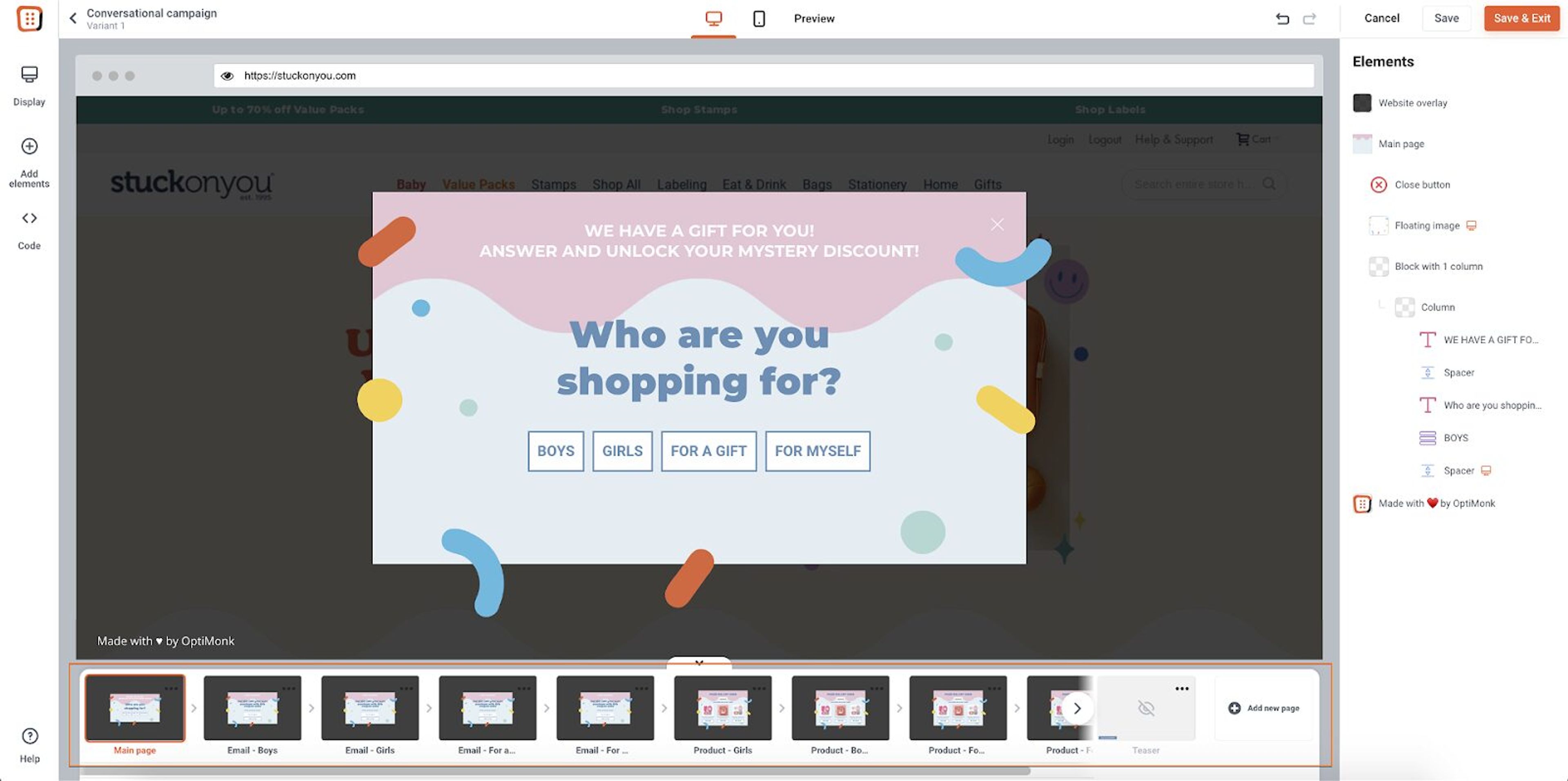 Personalize your popup, add images or change design to your own liking.