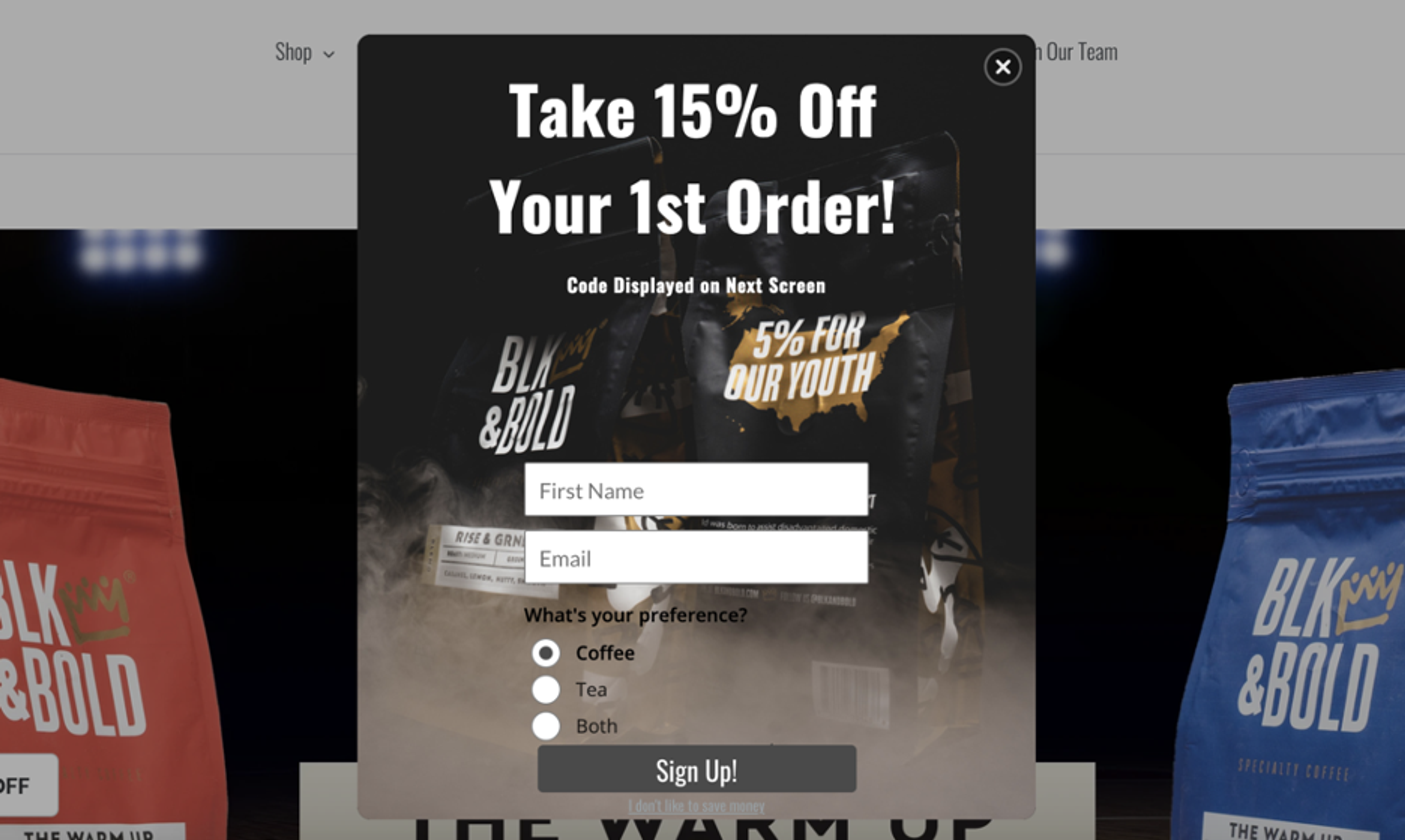 BLK &amp; Bold displays entry popups