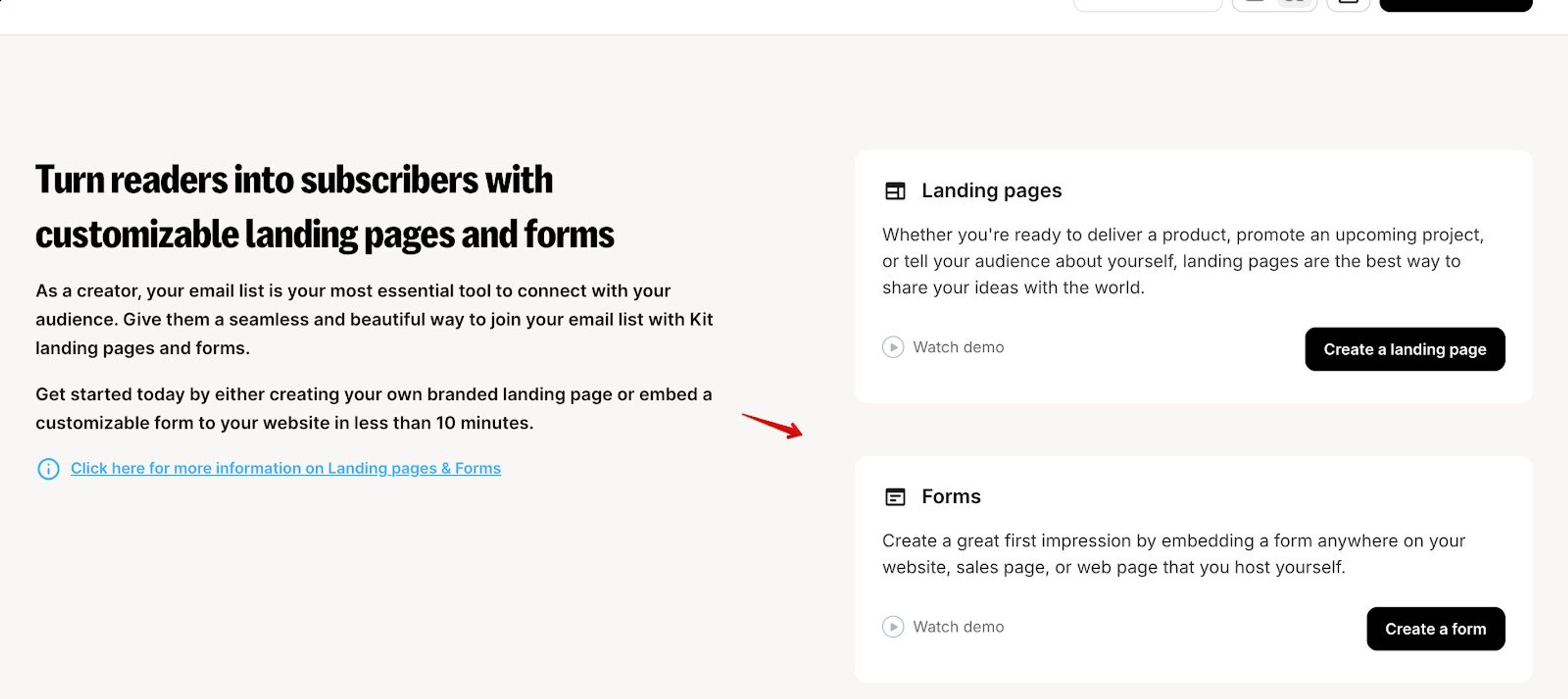Choose forms if you want to create your ConvertKit popup.