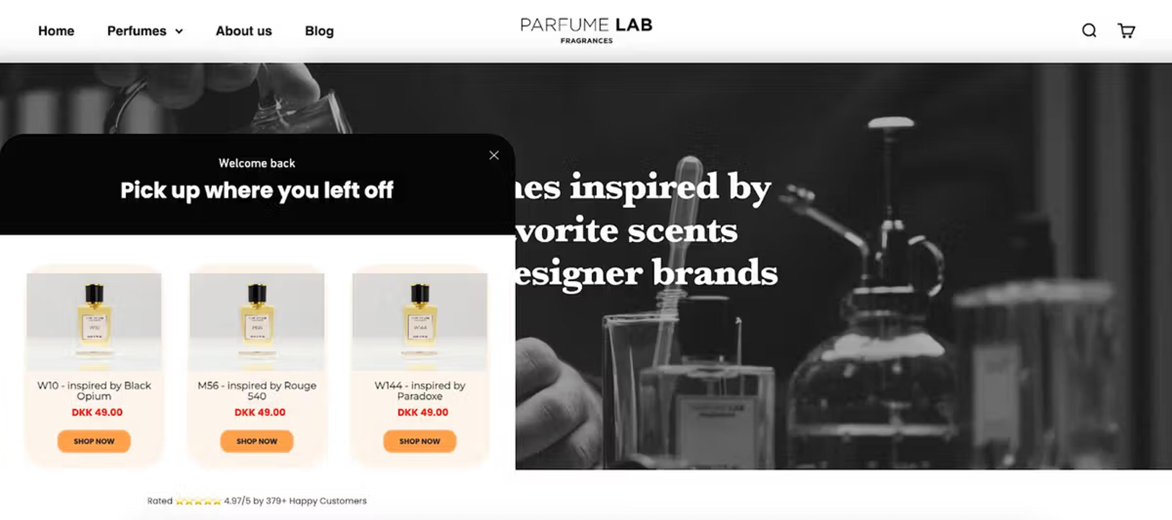 PerfumeLab using a browsing reminder with social proof