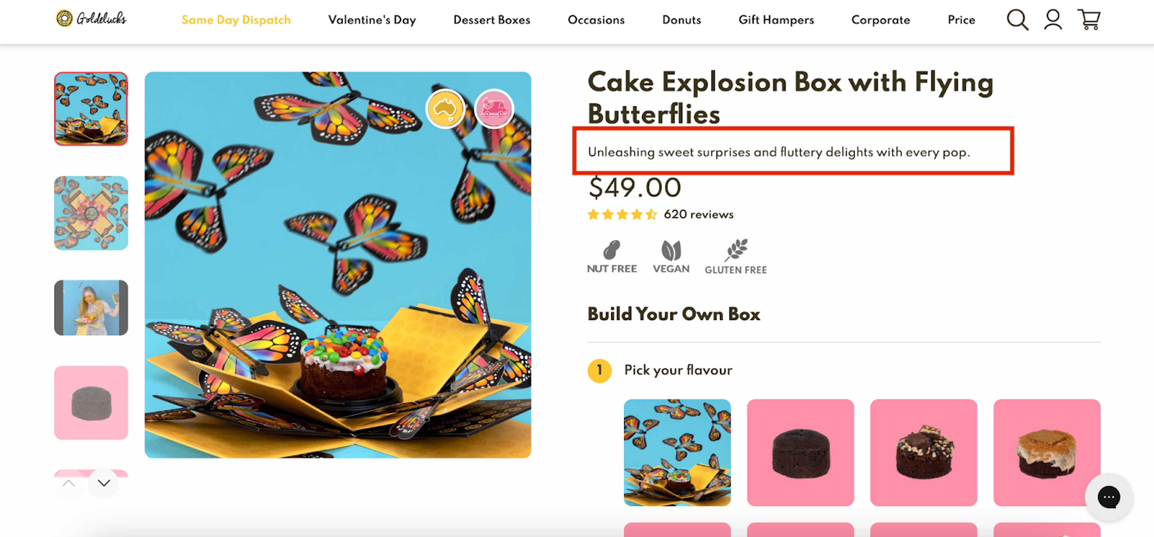 Goldelucks optimized their product page with OptiMonk