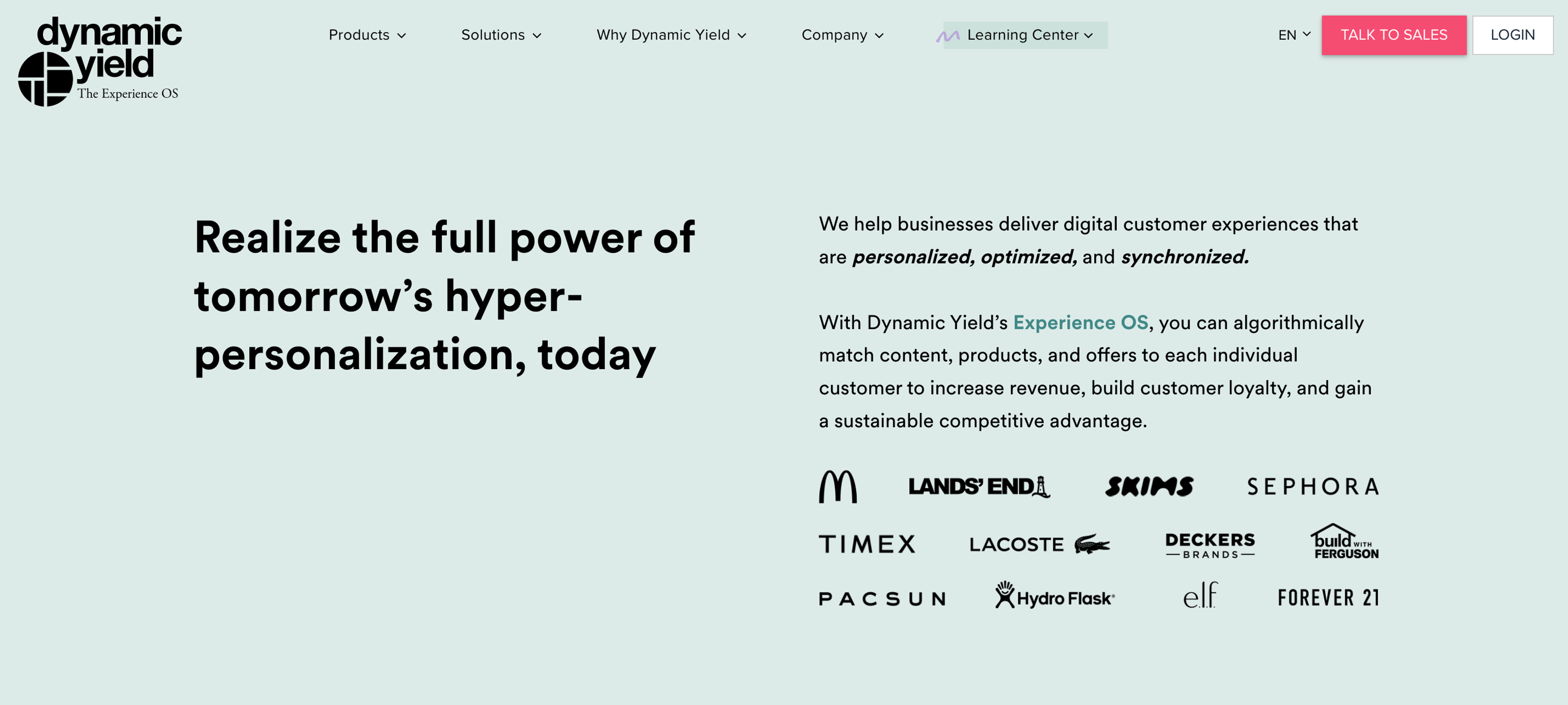 Dynamic Yield user experience optimization platform