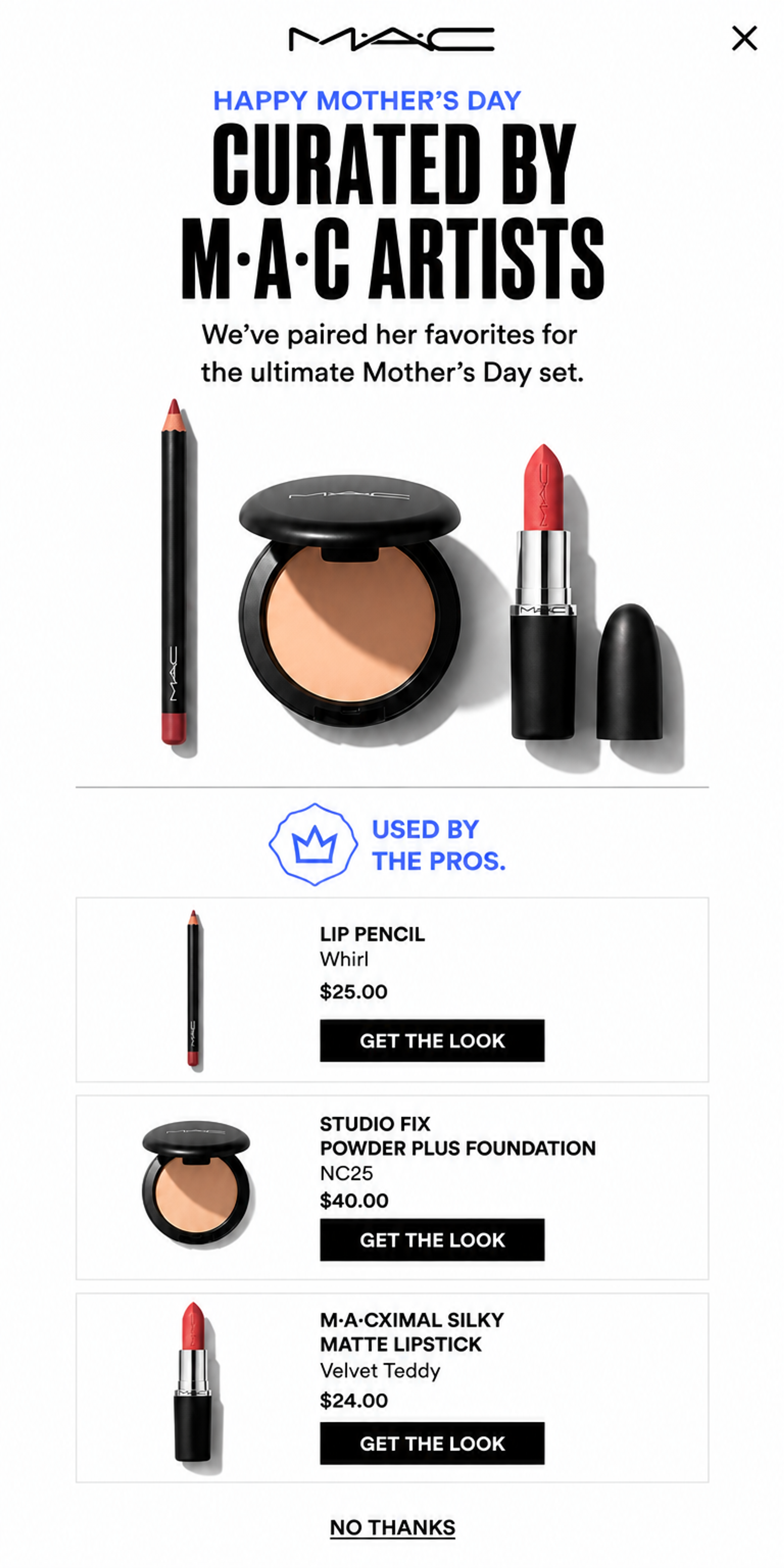 Mobile version of The Perfect Duo popup designed for M·A·C Cosmetics