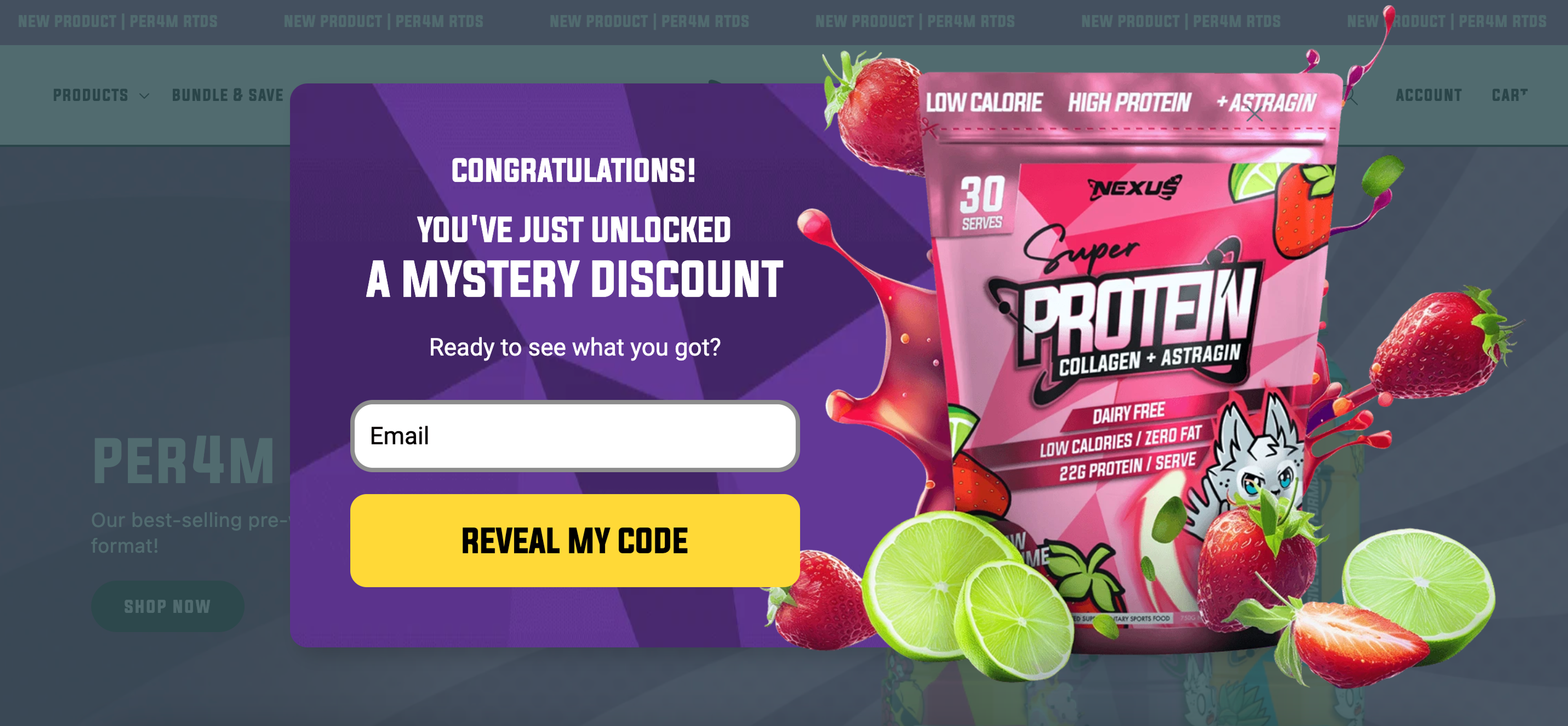 Nexus Sports Nutrition exit-intent popup