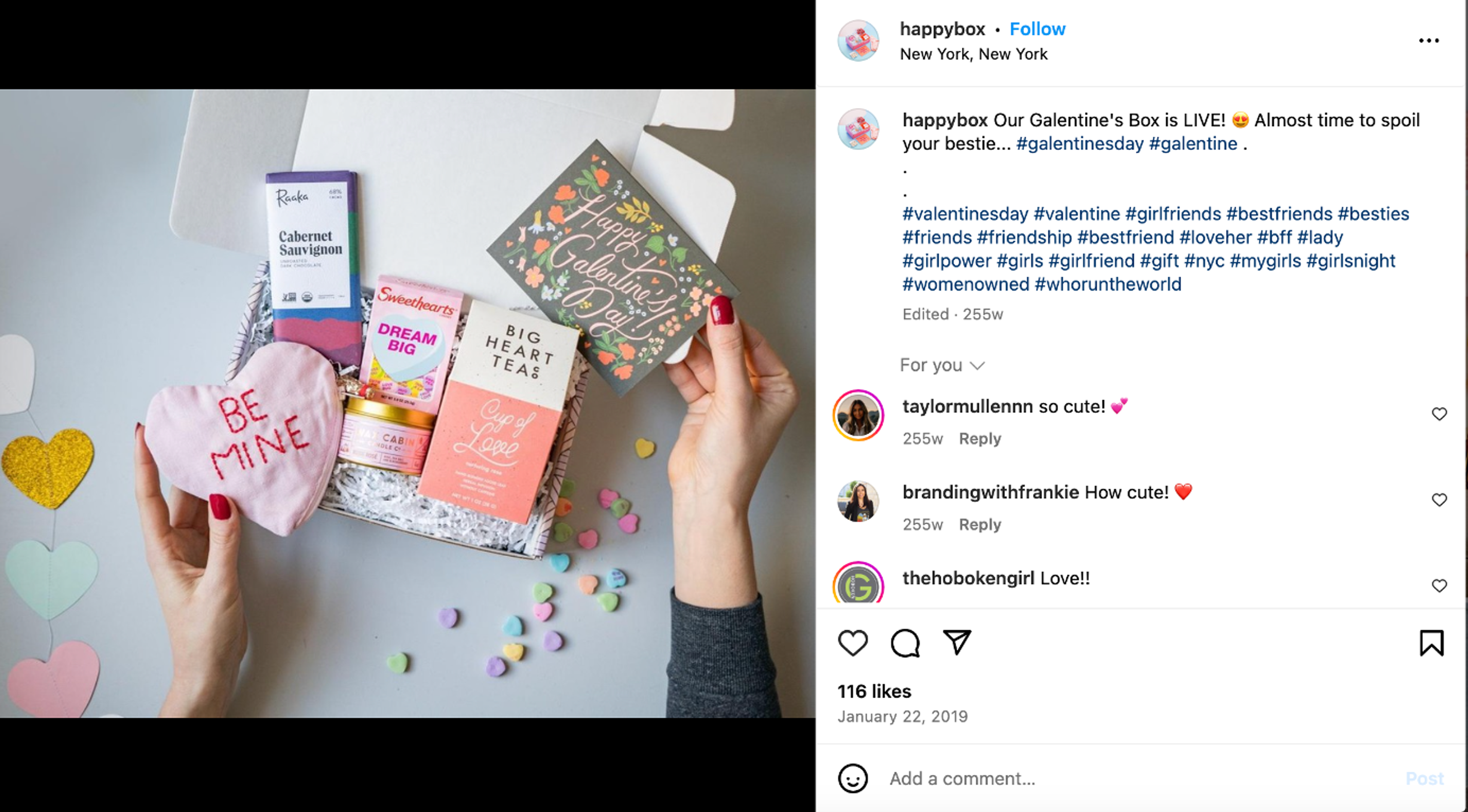Galentine’s Day campaign example on social media platforms