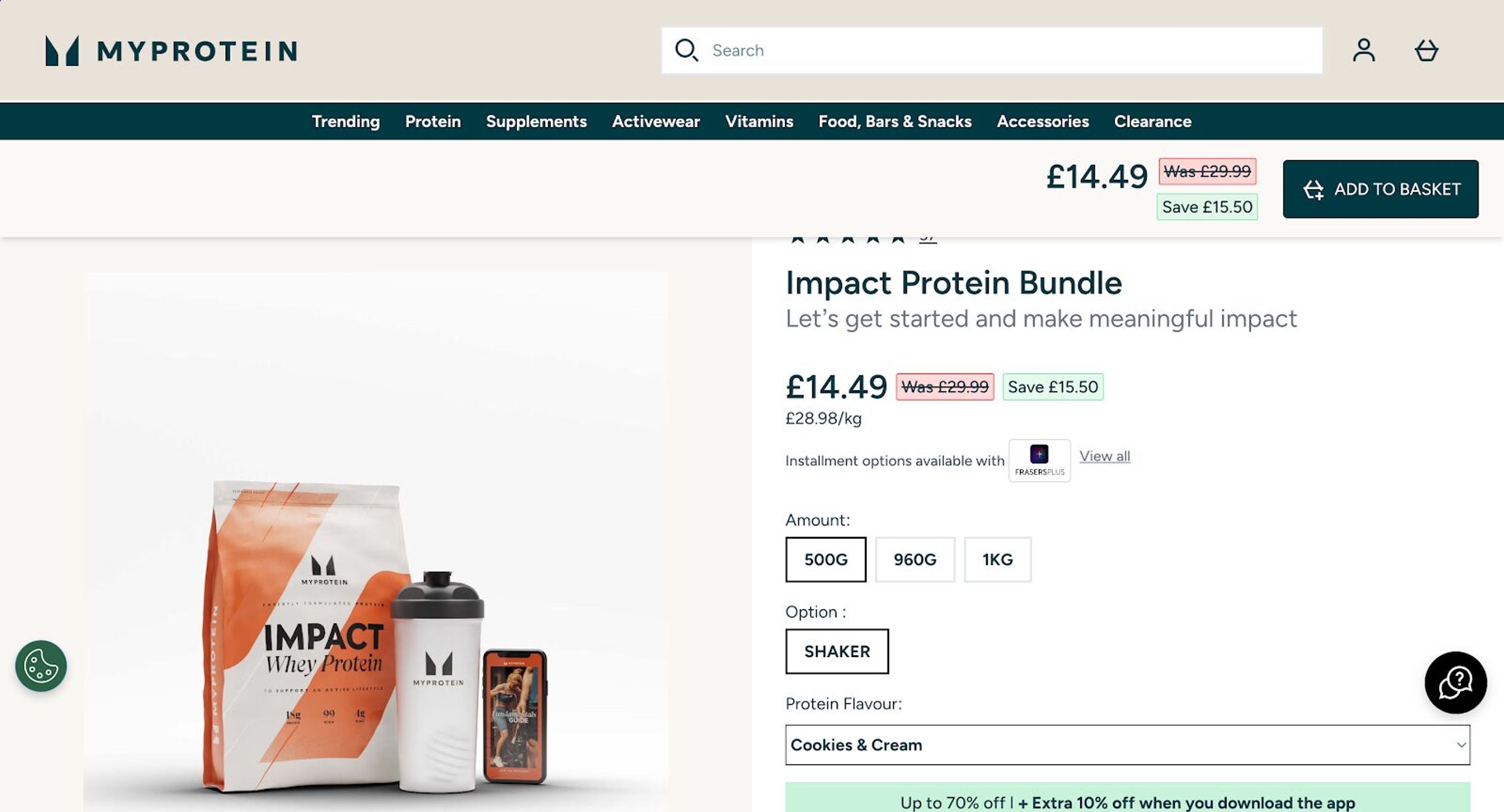 Include multiple products like MyProtein whey product bundles.