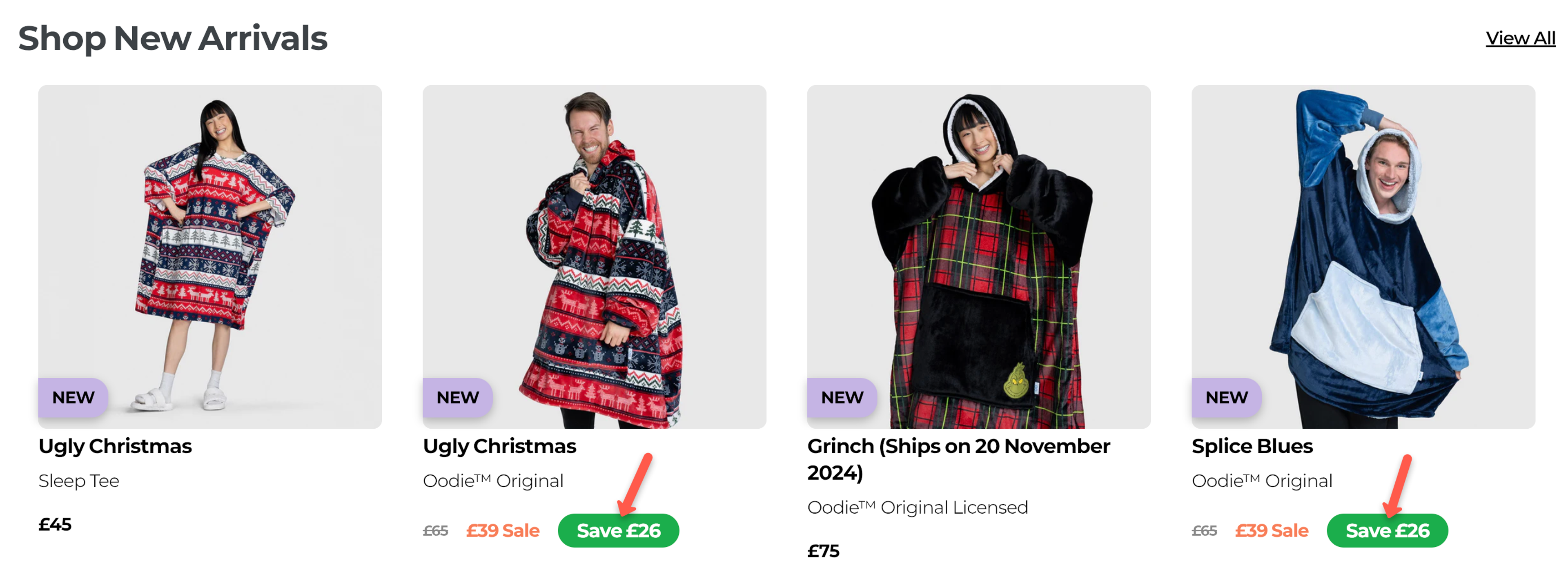 The Oodie website example using words that sell