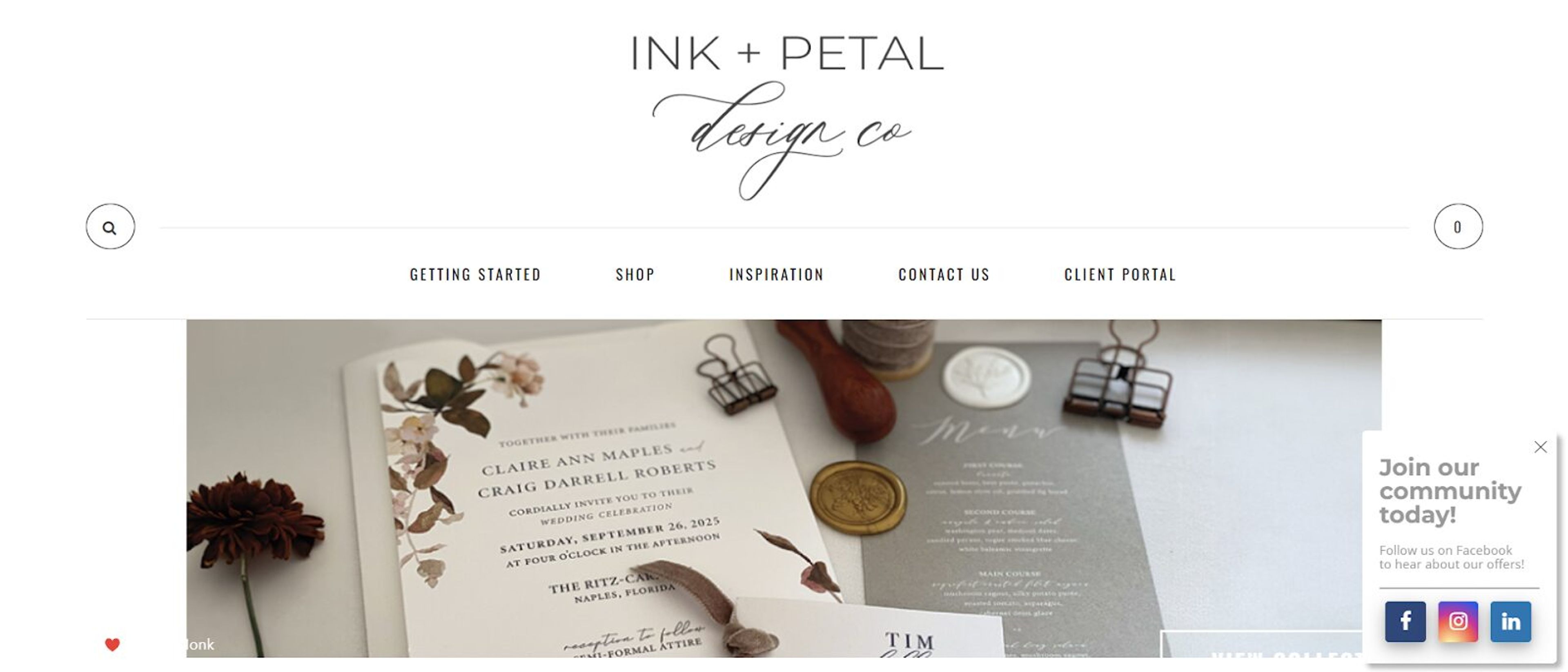 Ink + Petal gains more followers by using a side bar.