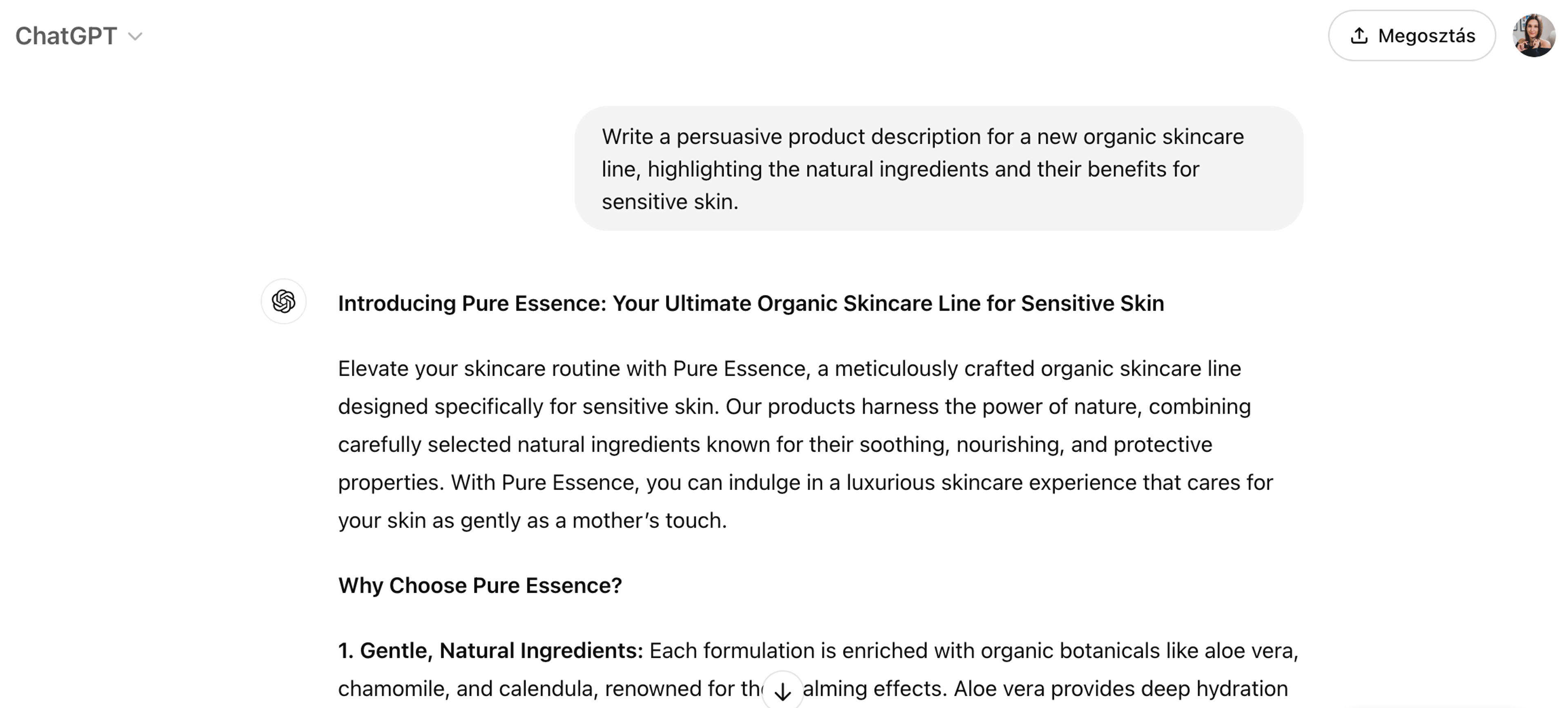 ChatGPT conversion copywriting prompt example