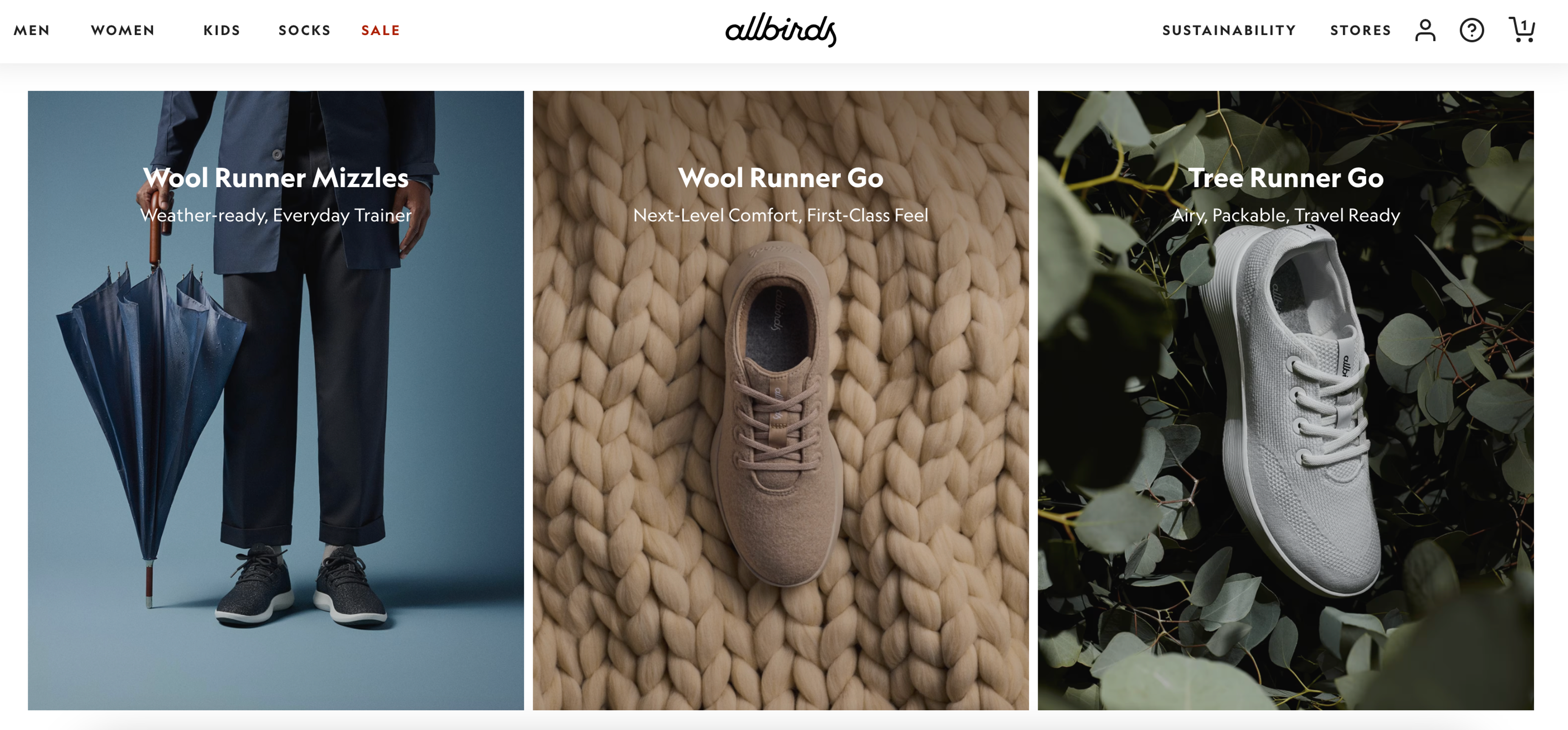 Allbirds fall theme on the website