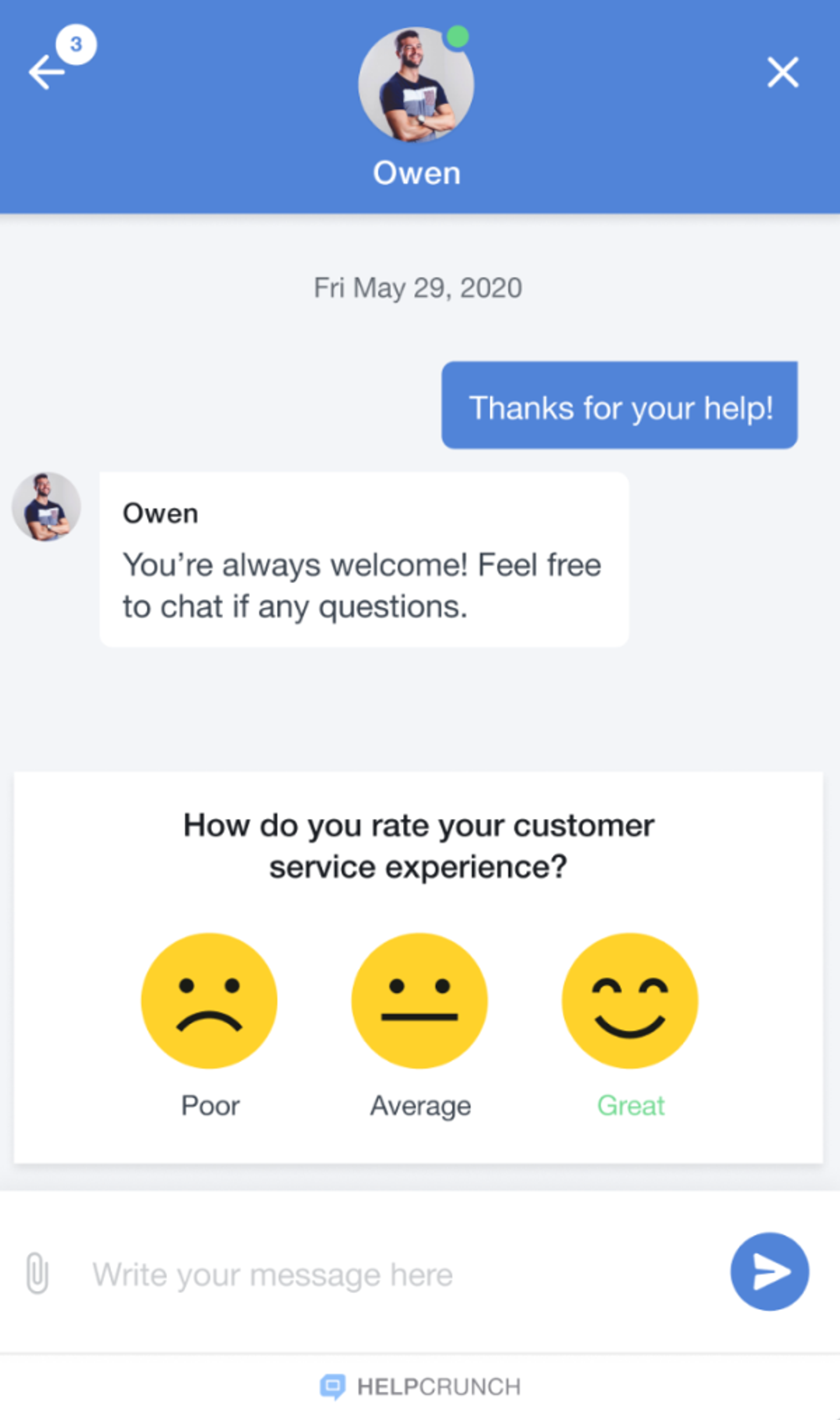 A survey for customer service feedback