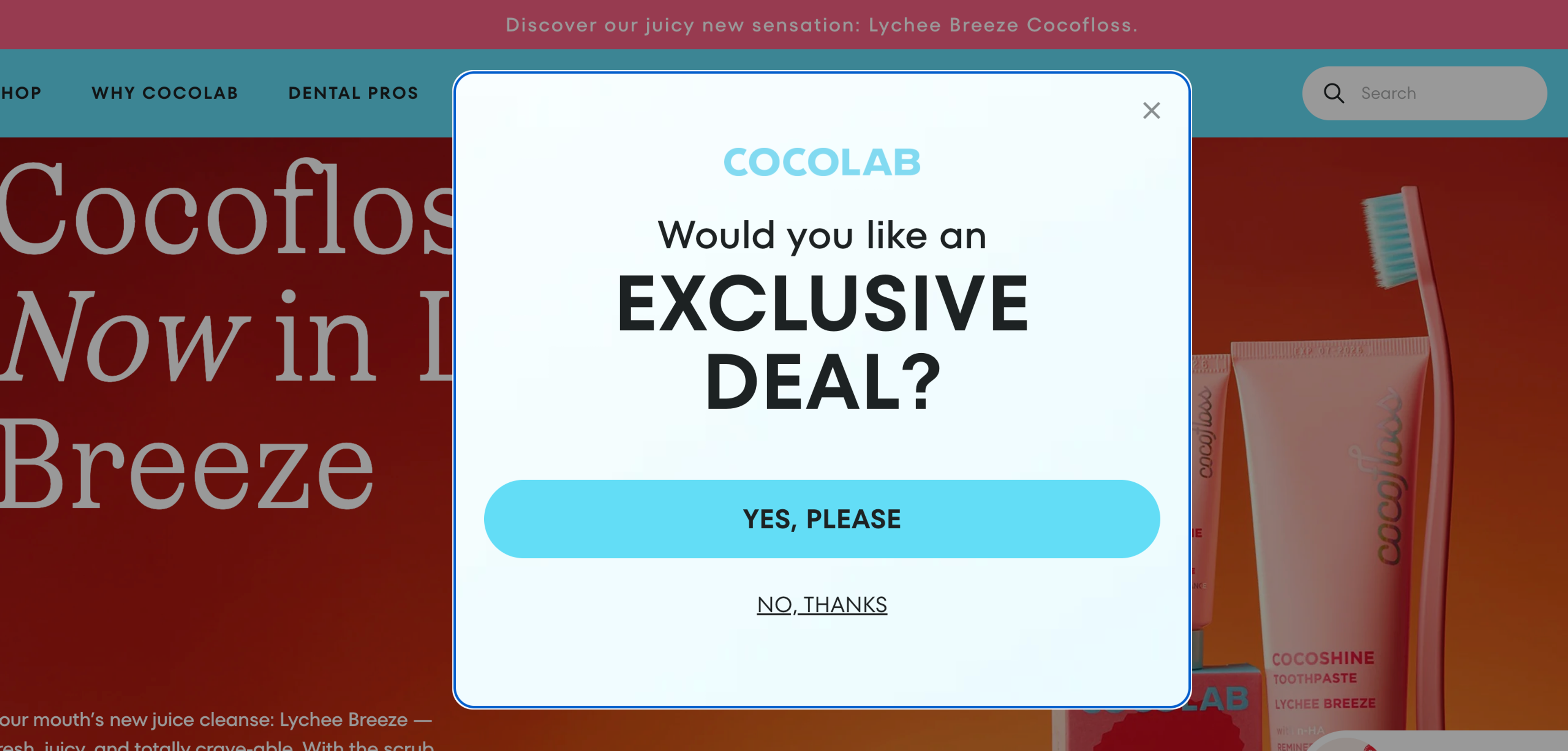 Cocolab online store sign up form examples the binary opt-in technique.