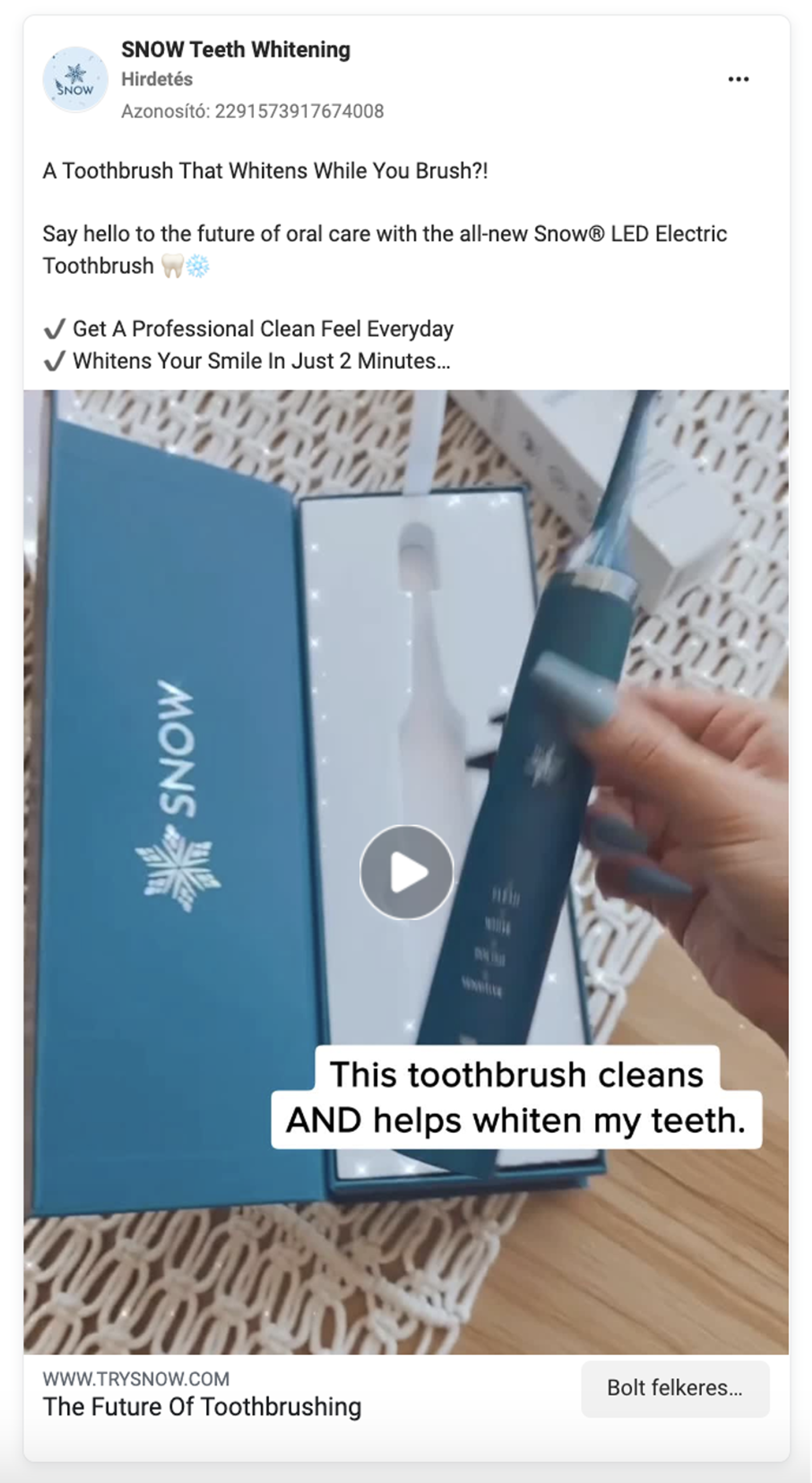 SNOW®’s Facebook ads highlight the benefits of their product