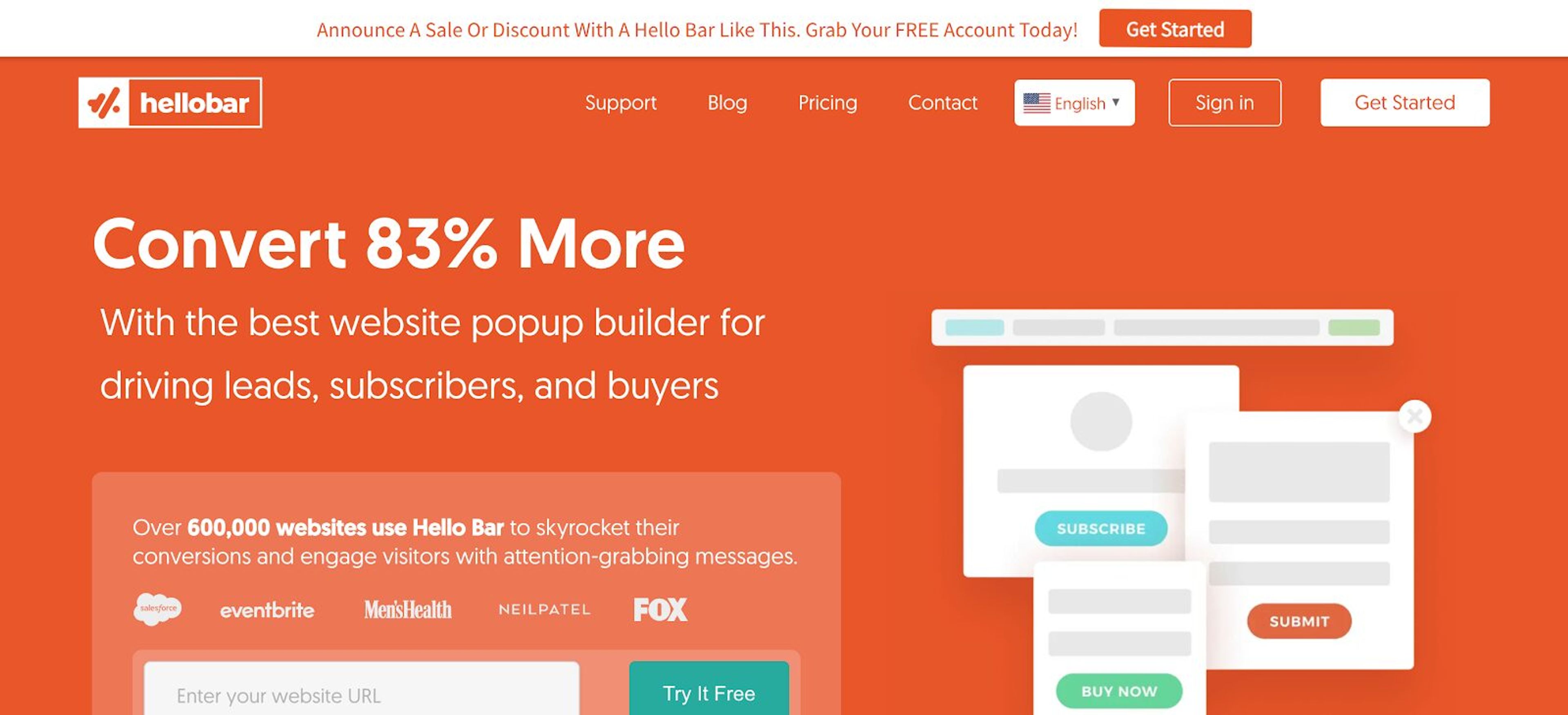 HelloBar is clear winner if your are looking an user-friendly tool