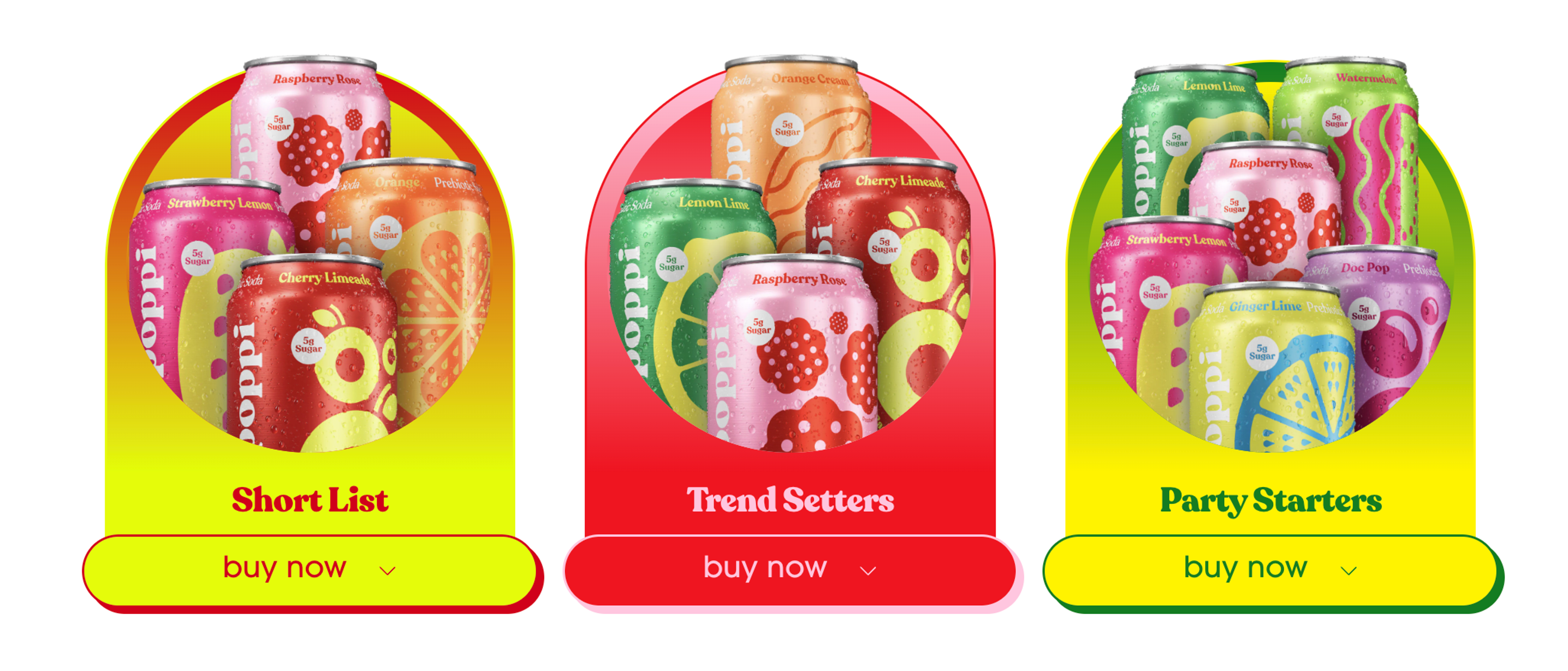 Poppi's bundles with names like “Party Starters” and “Trend Setters”