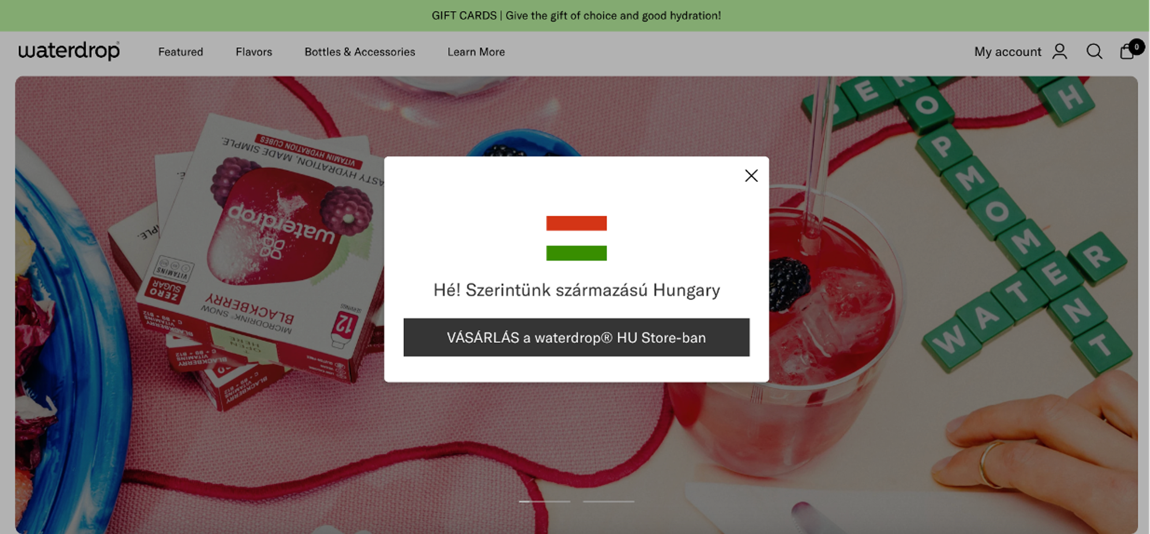 Waterdrop country redirection popup