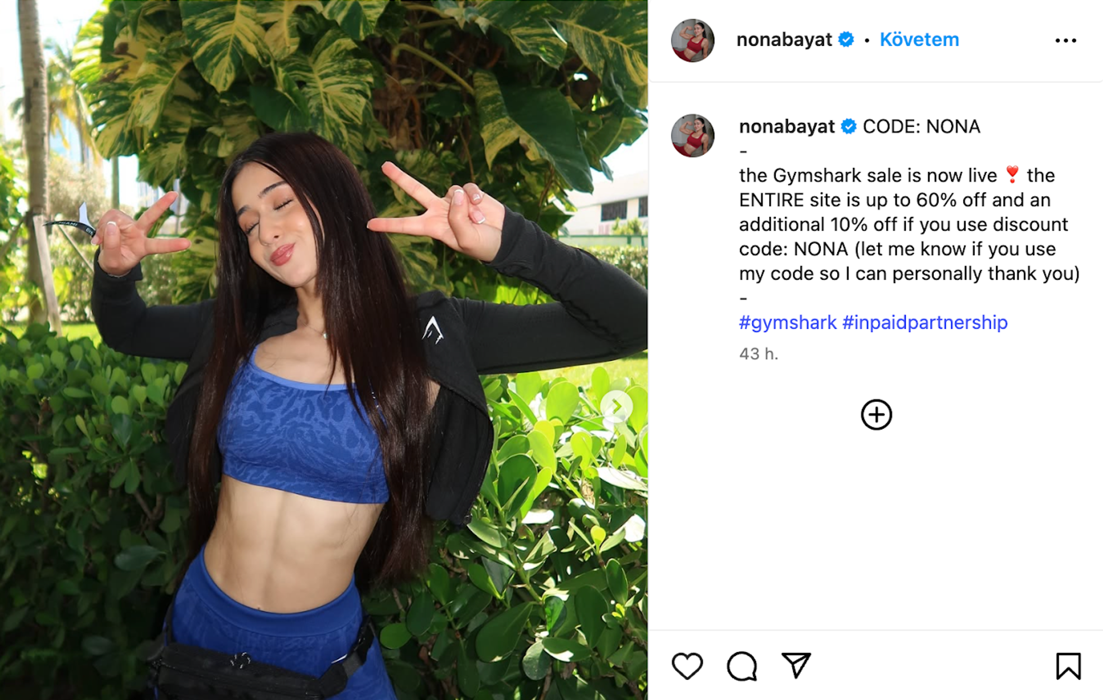 A great sales promotion idea from GymShark running sales promotions with influencers.