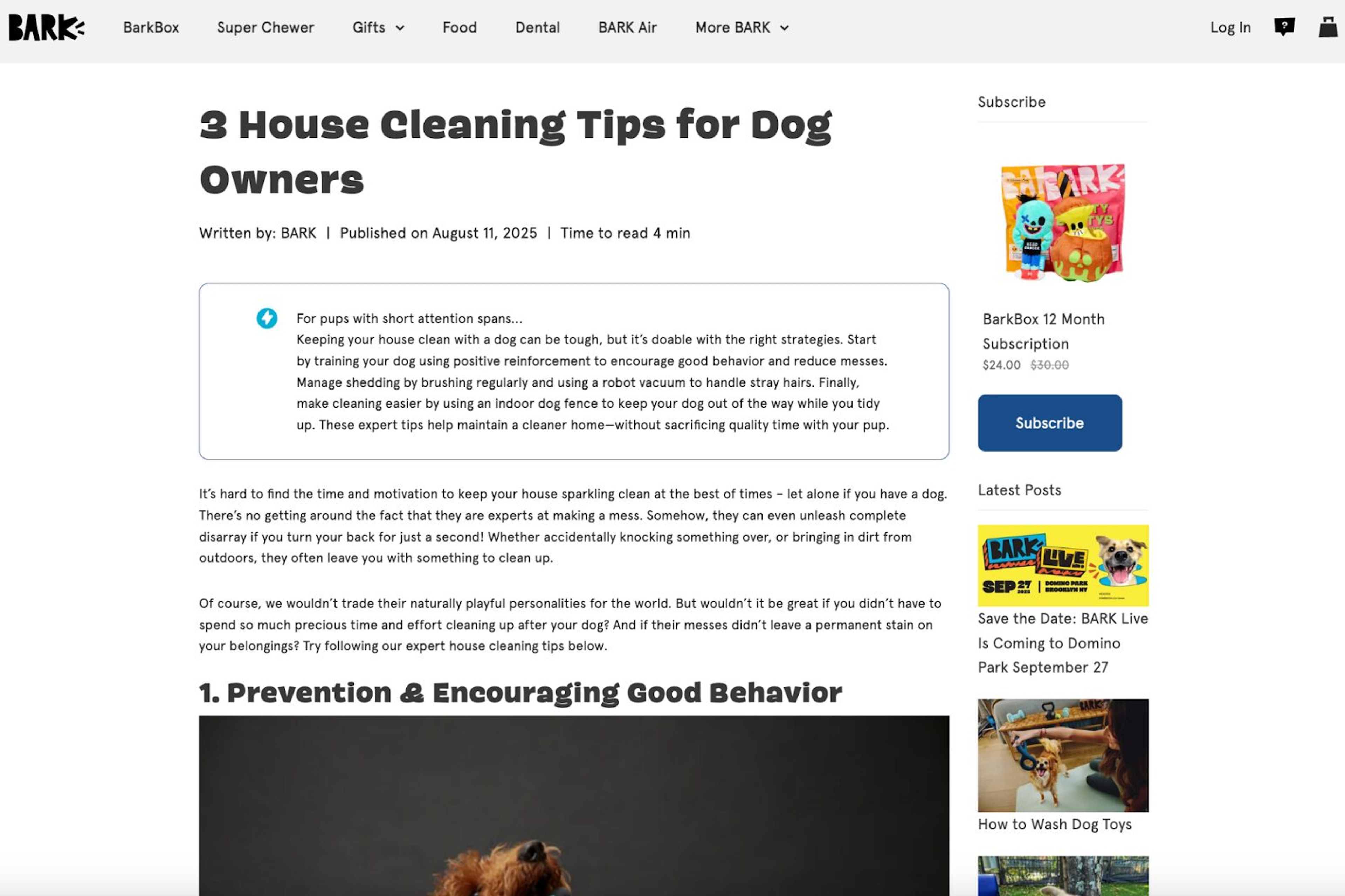 BARK's blog post is well structured.