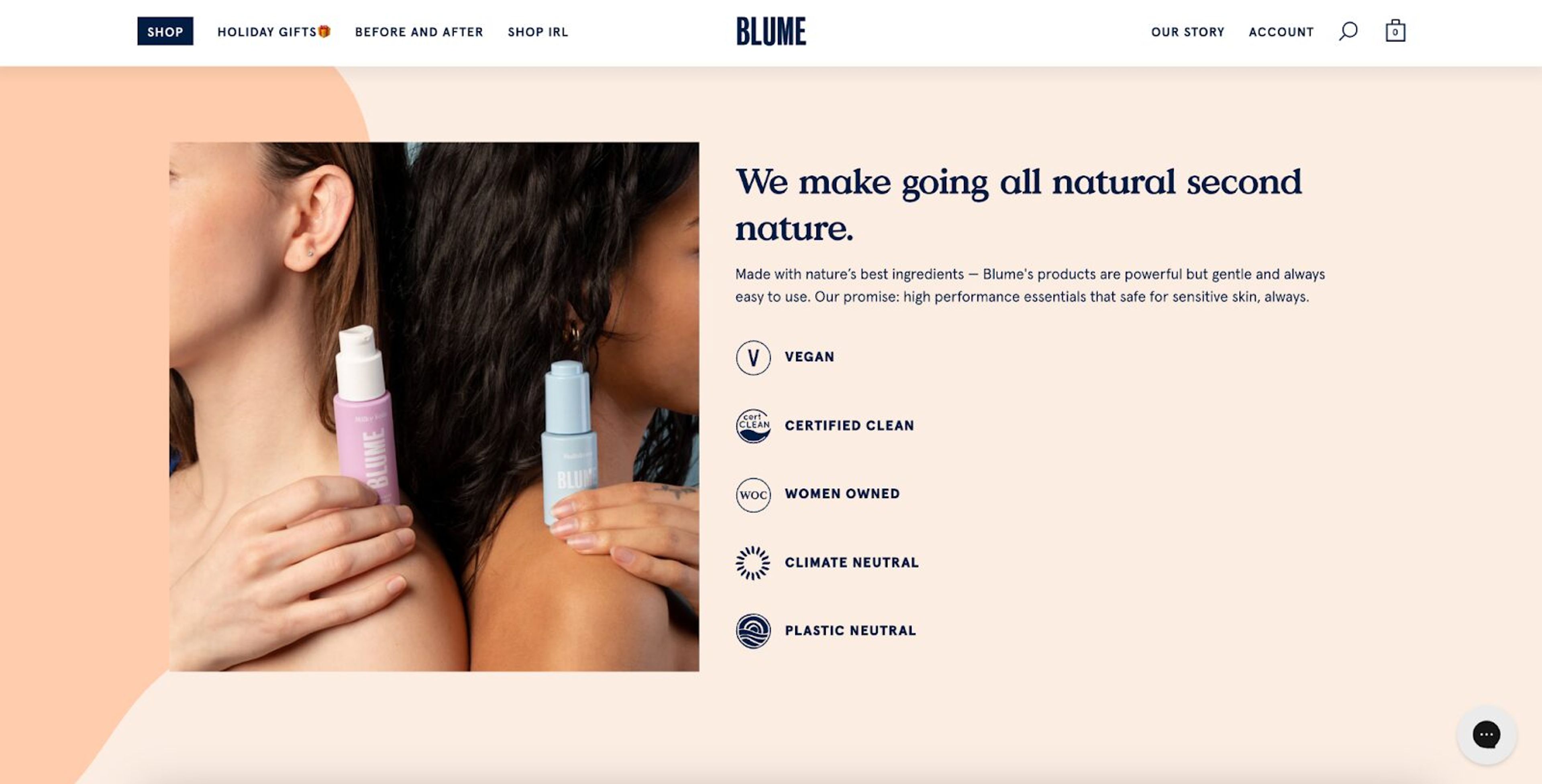 Blume brand strategy - clear indicators and values