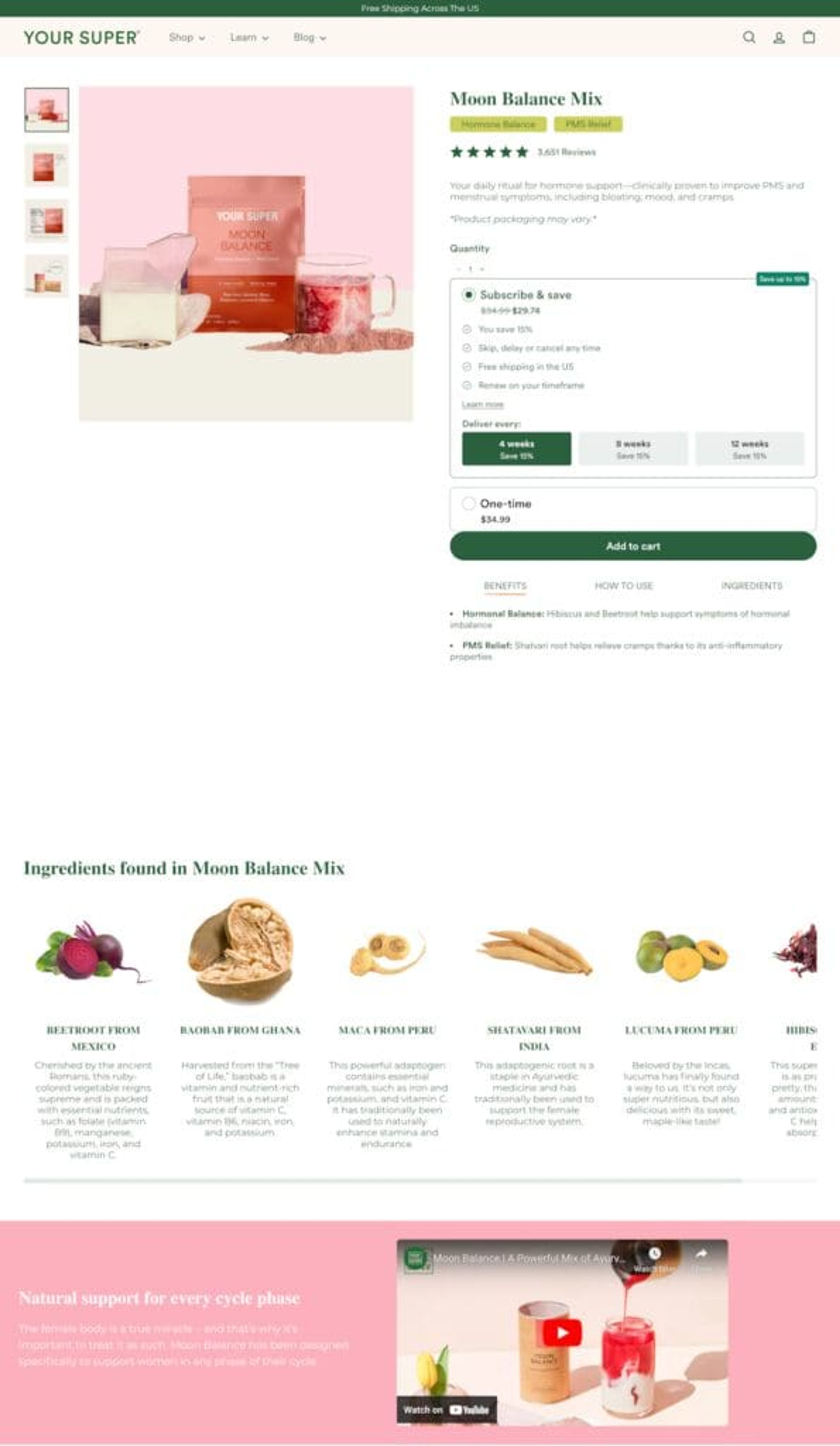 Your Super's Shopify landing pages are personal and transparent.