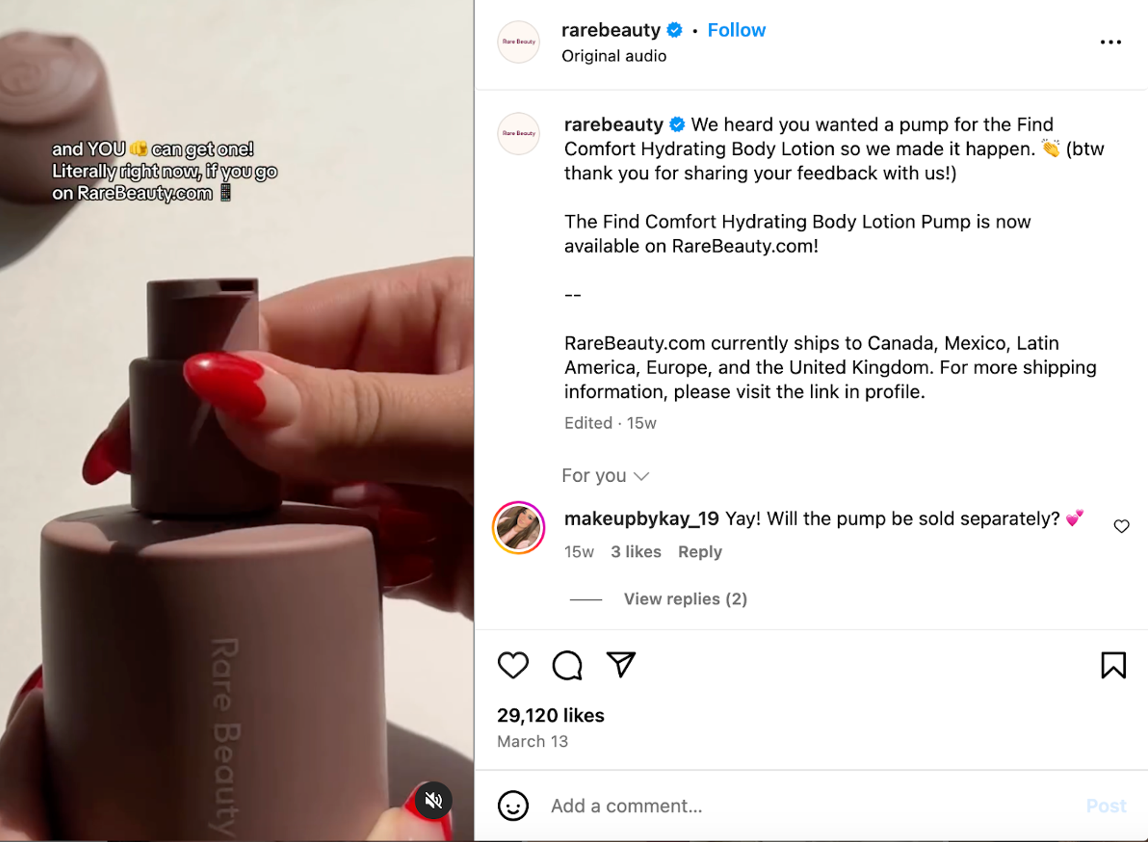 Rare Beauty listening to customer feedback