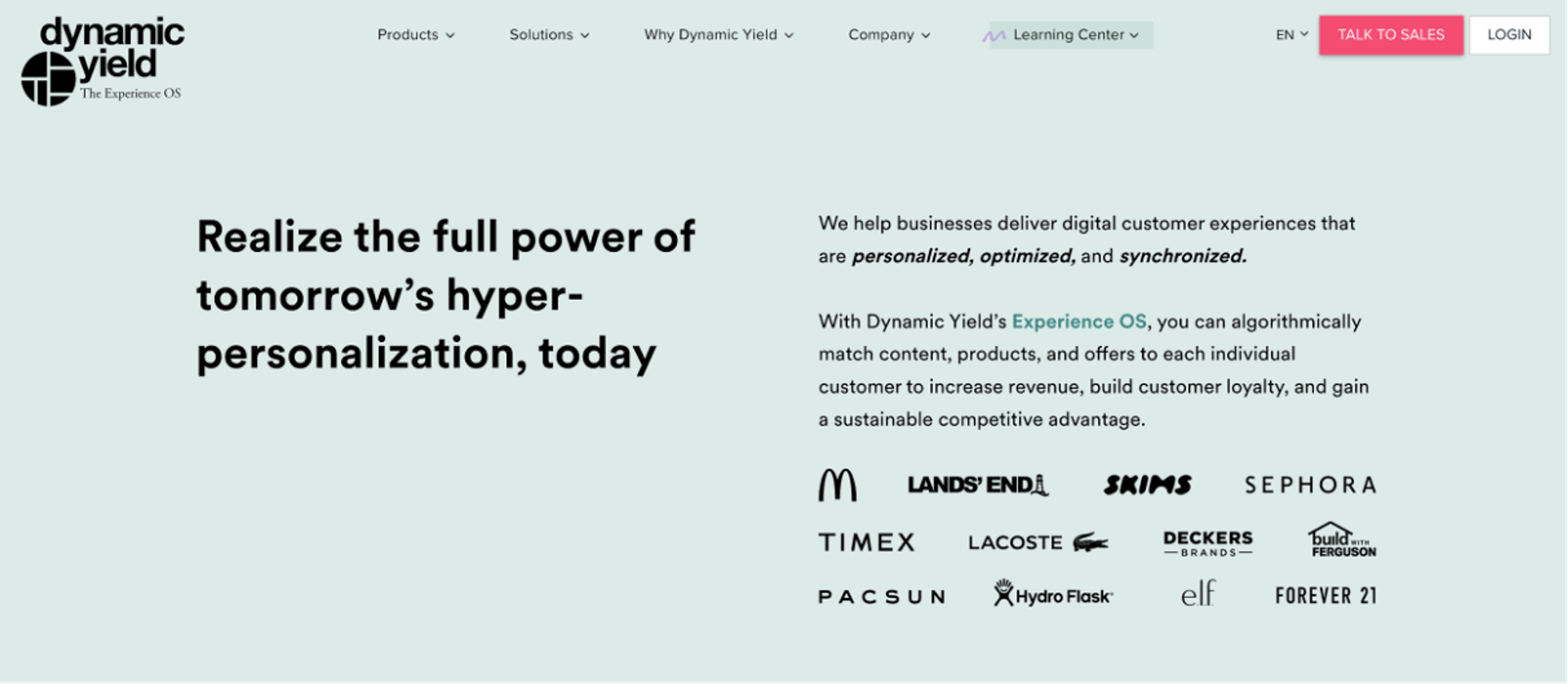 Dynamic Yield, one of the best website personalization tools
