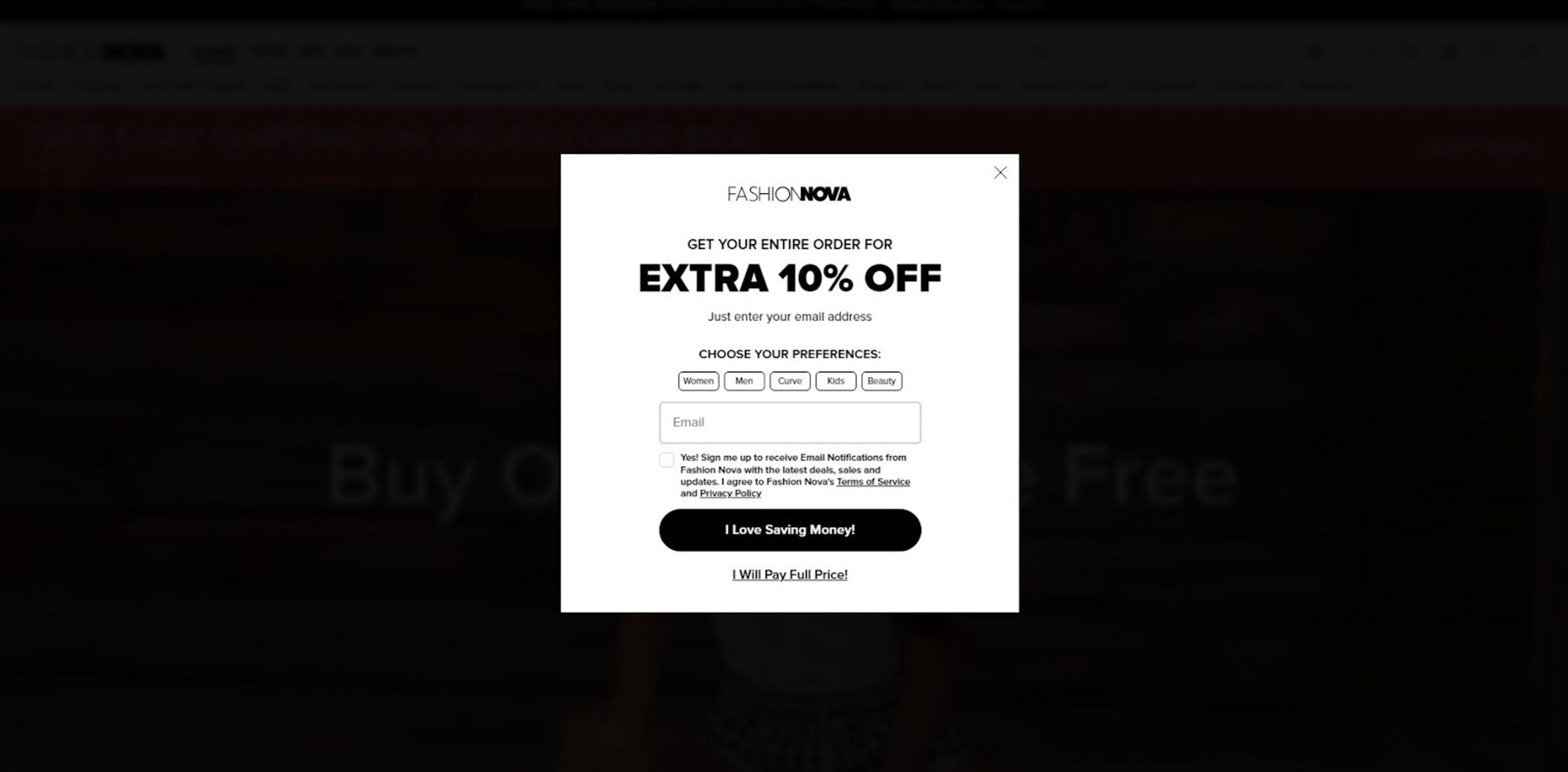 Fashionnova is a great example on how to segment your visitors